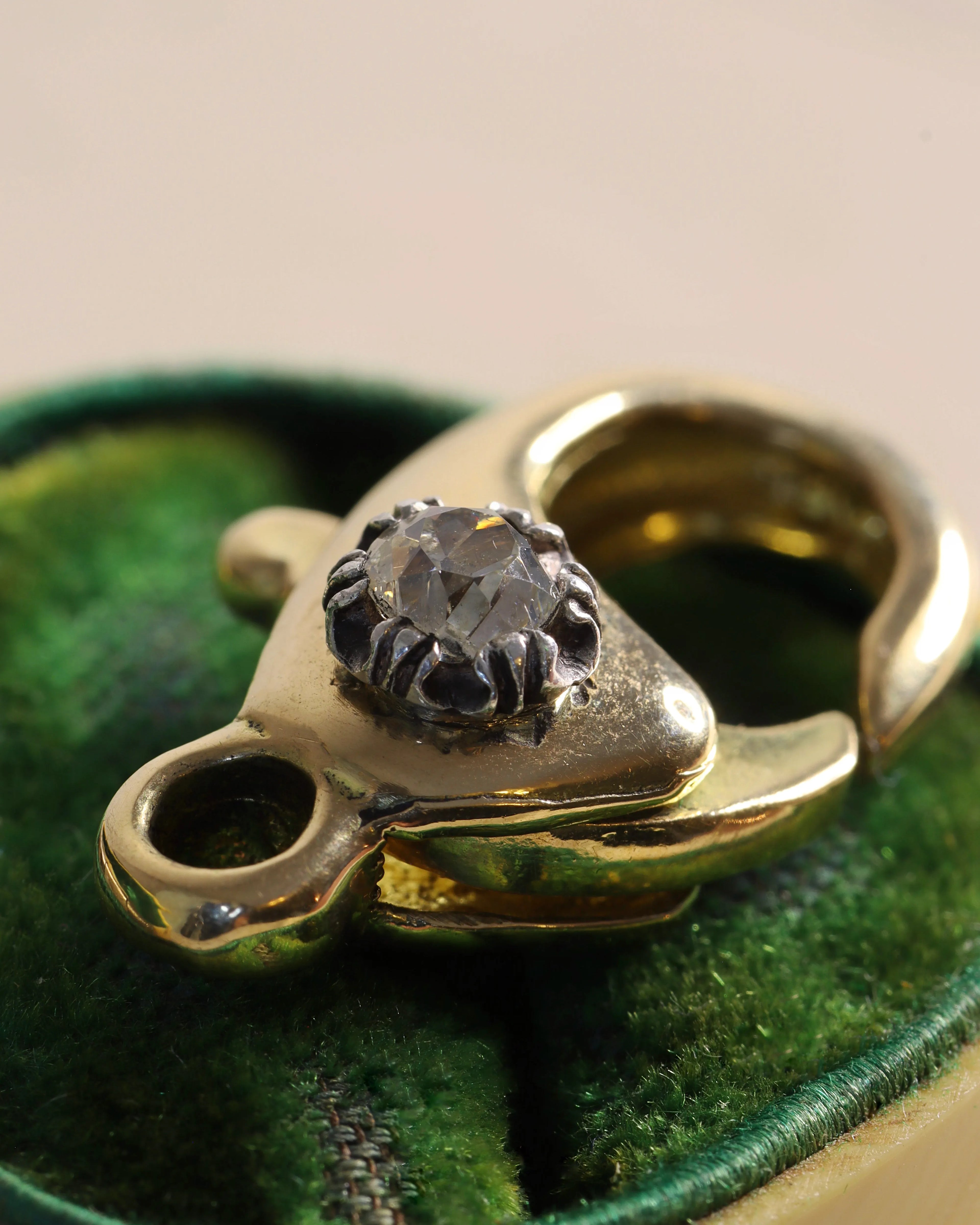 Chubby 18ct Yellow Lobster Clasp With Victorian Old-Cut Diamond Detail
