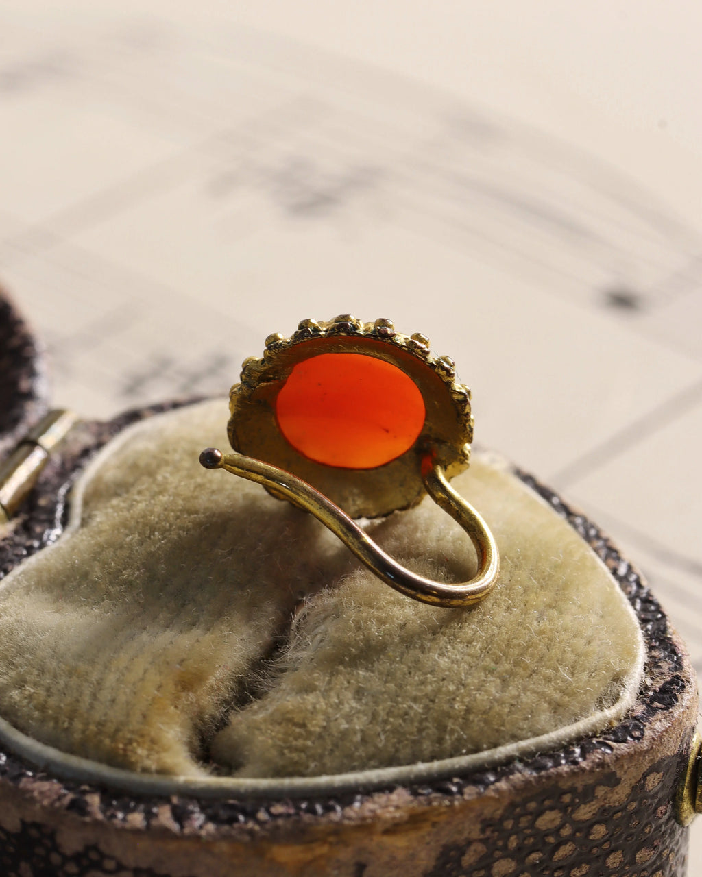 Pinchbeck Georgian Carved Coral Earrings