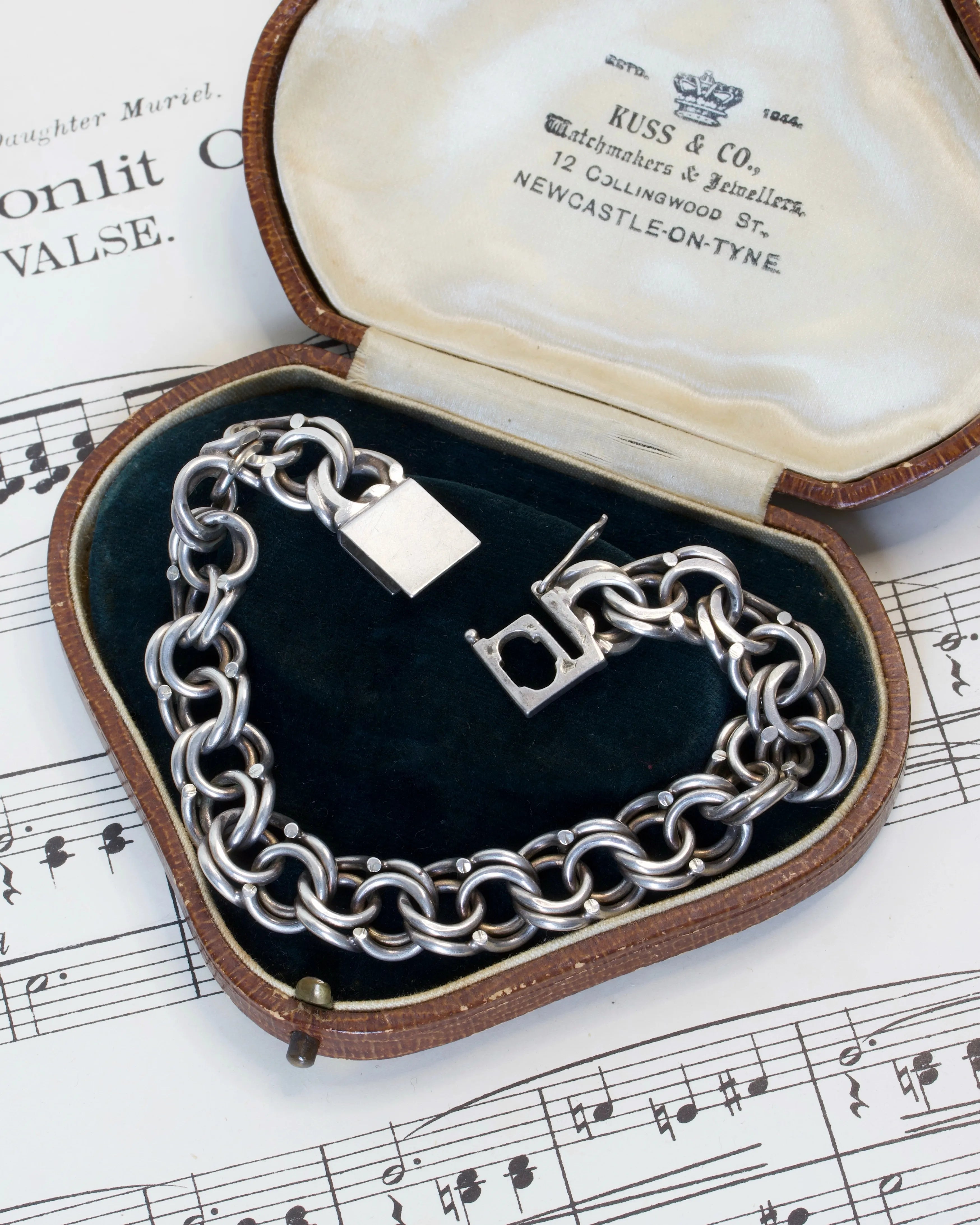 Antique Sterling Silver Fancy Link Bracelet with Unusual Clasp