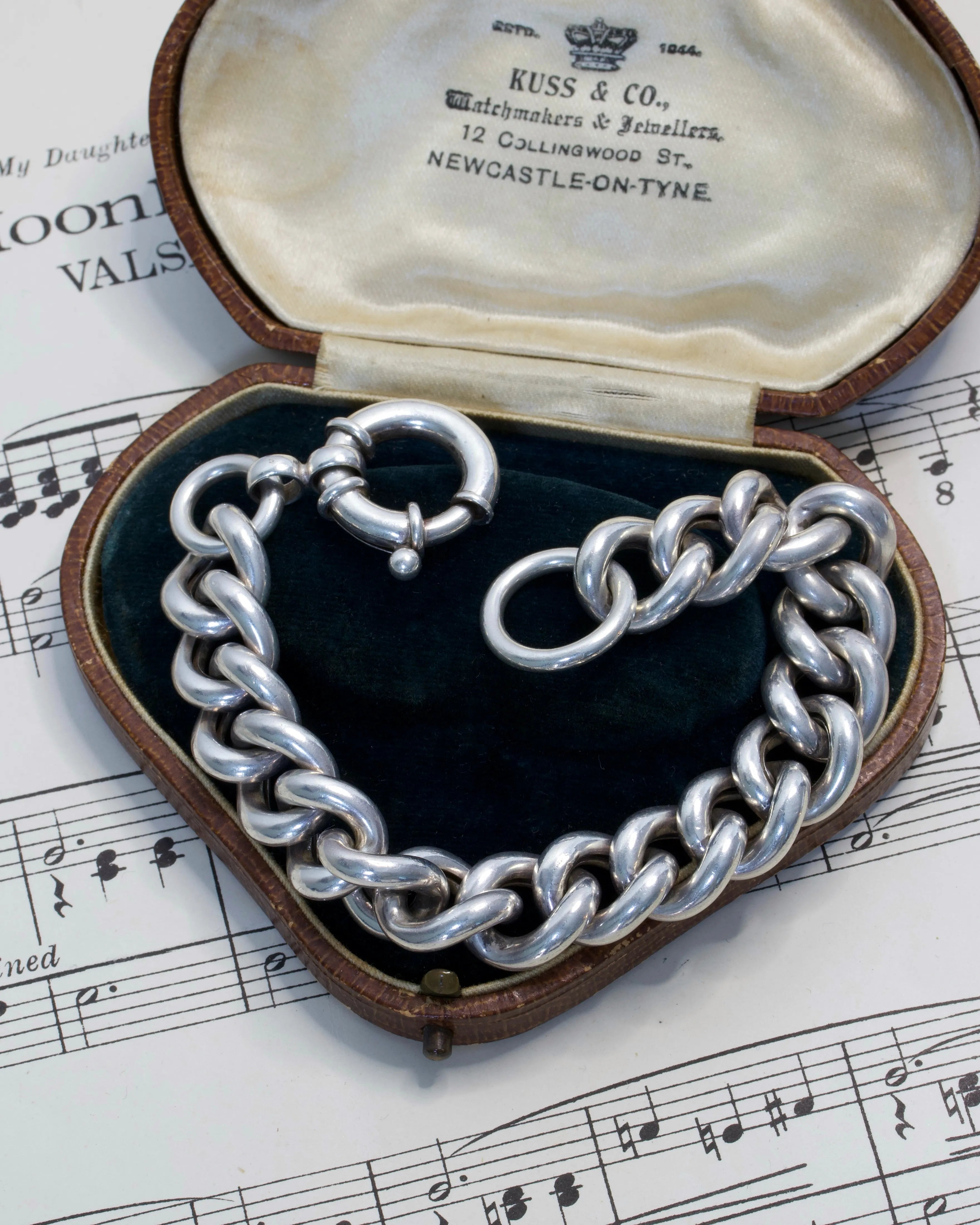 Chunky Vintage Sterling Silver Curb Link Bracelet