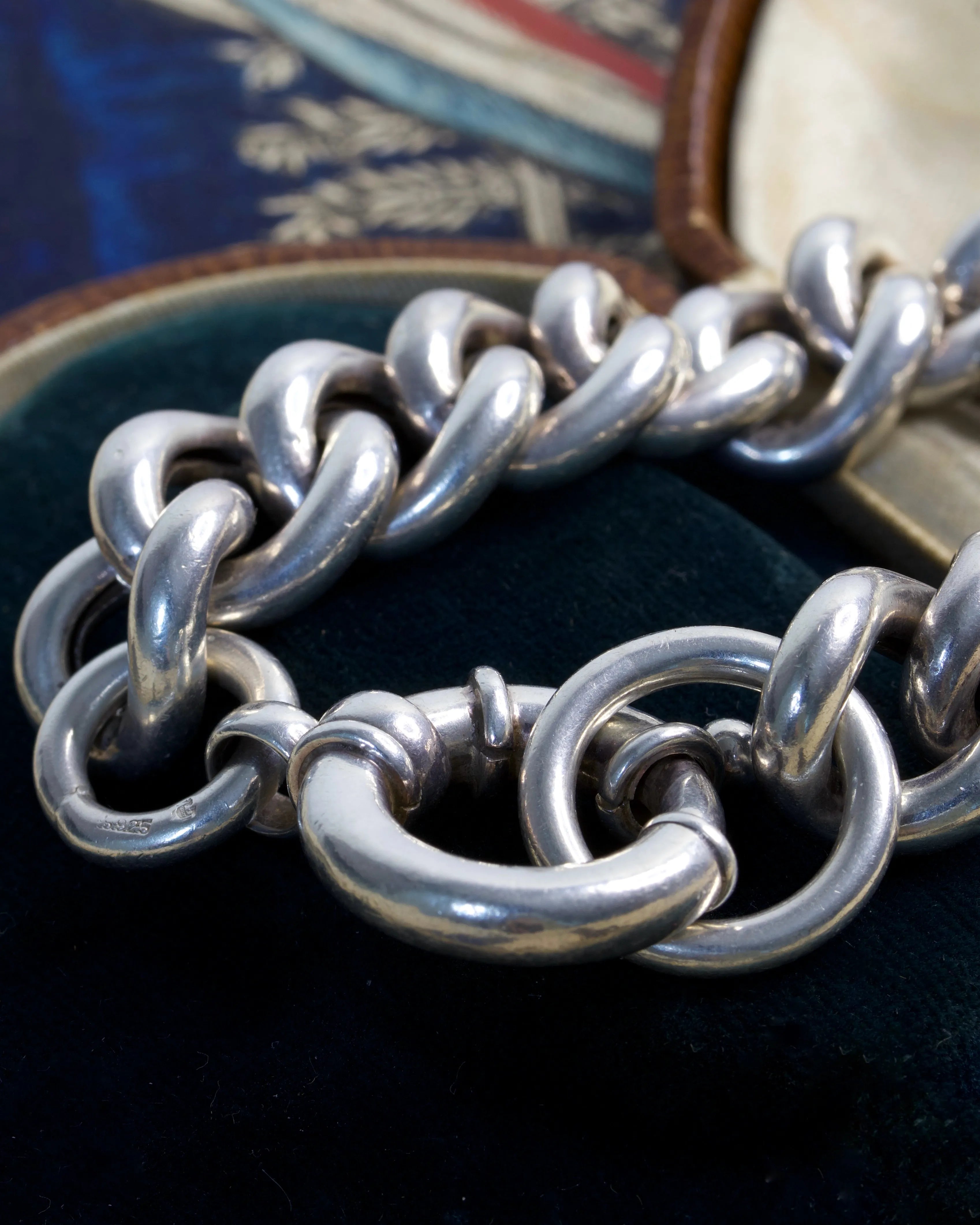 Chunky Vintage Sterling Silver Curb Link Bracelet