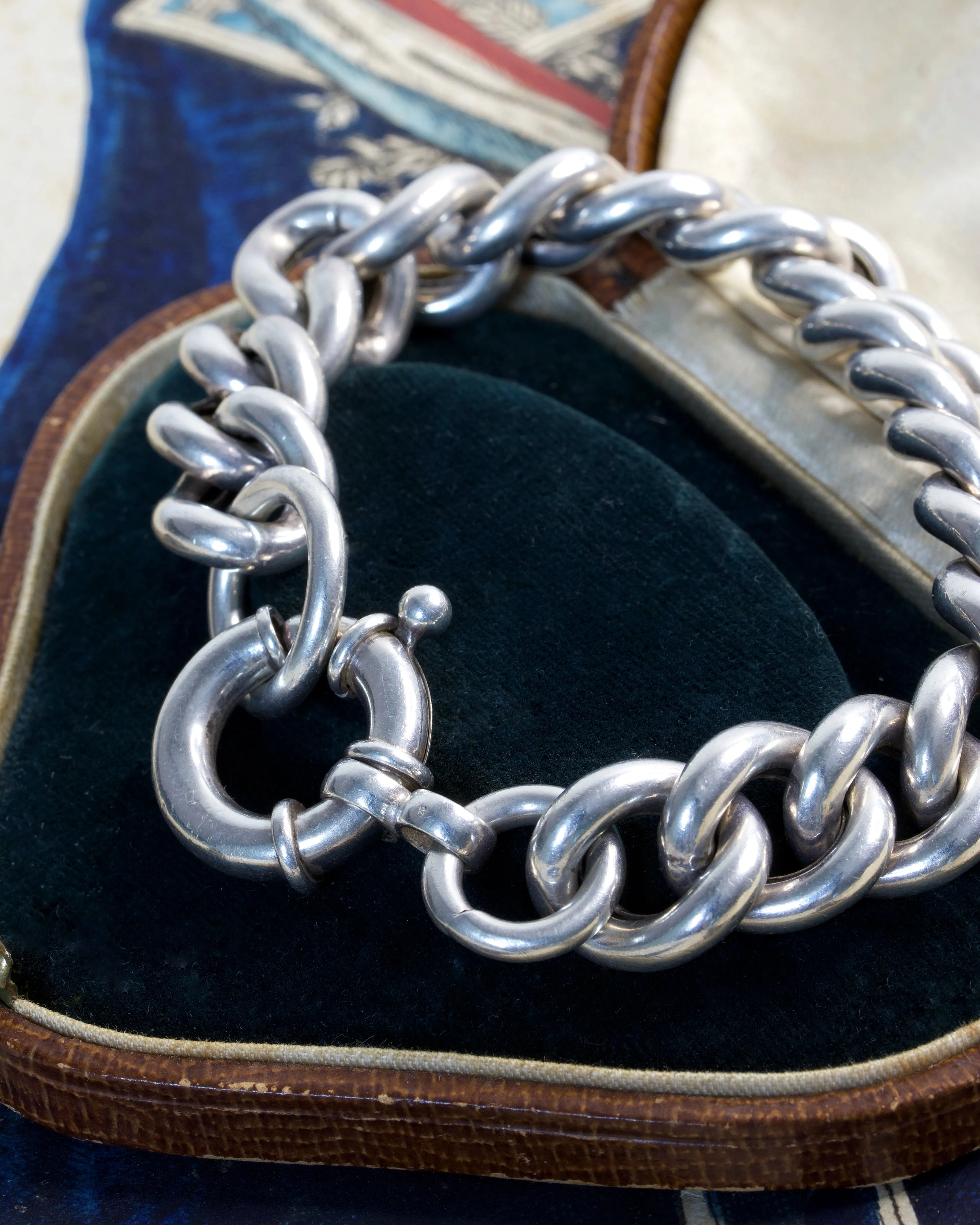 Chunky Vintage Sterling Silver Curb Link Bracelet