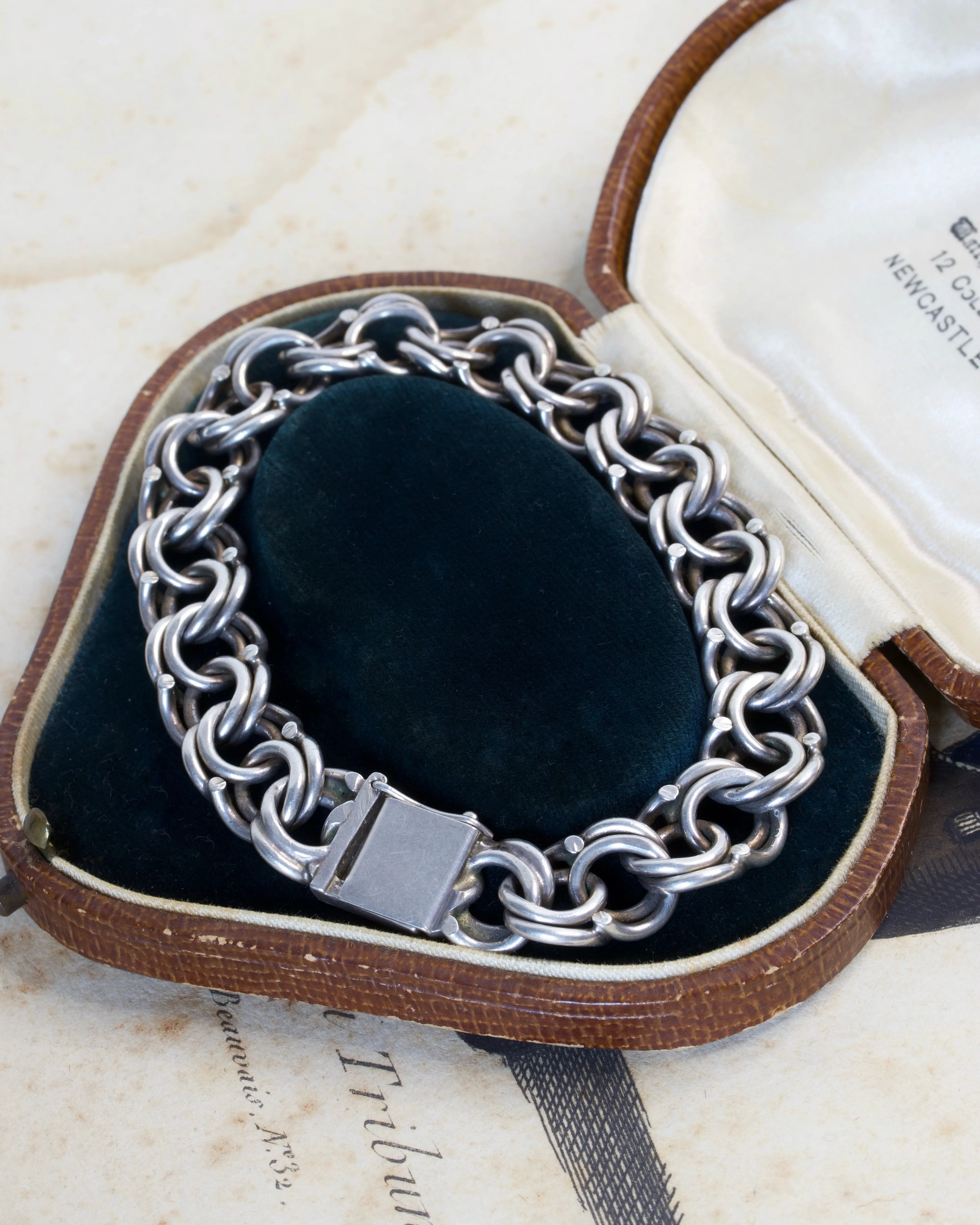 Antique Sterling Silver Fancy Link Bracelet with Unusual Clasp