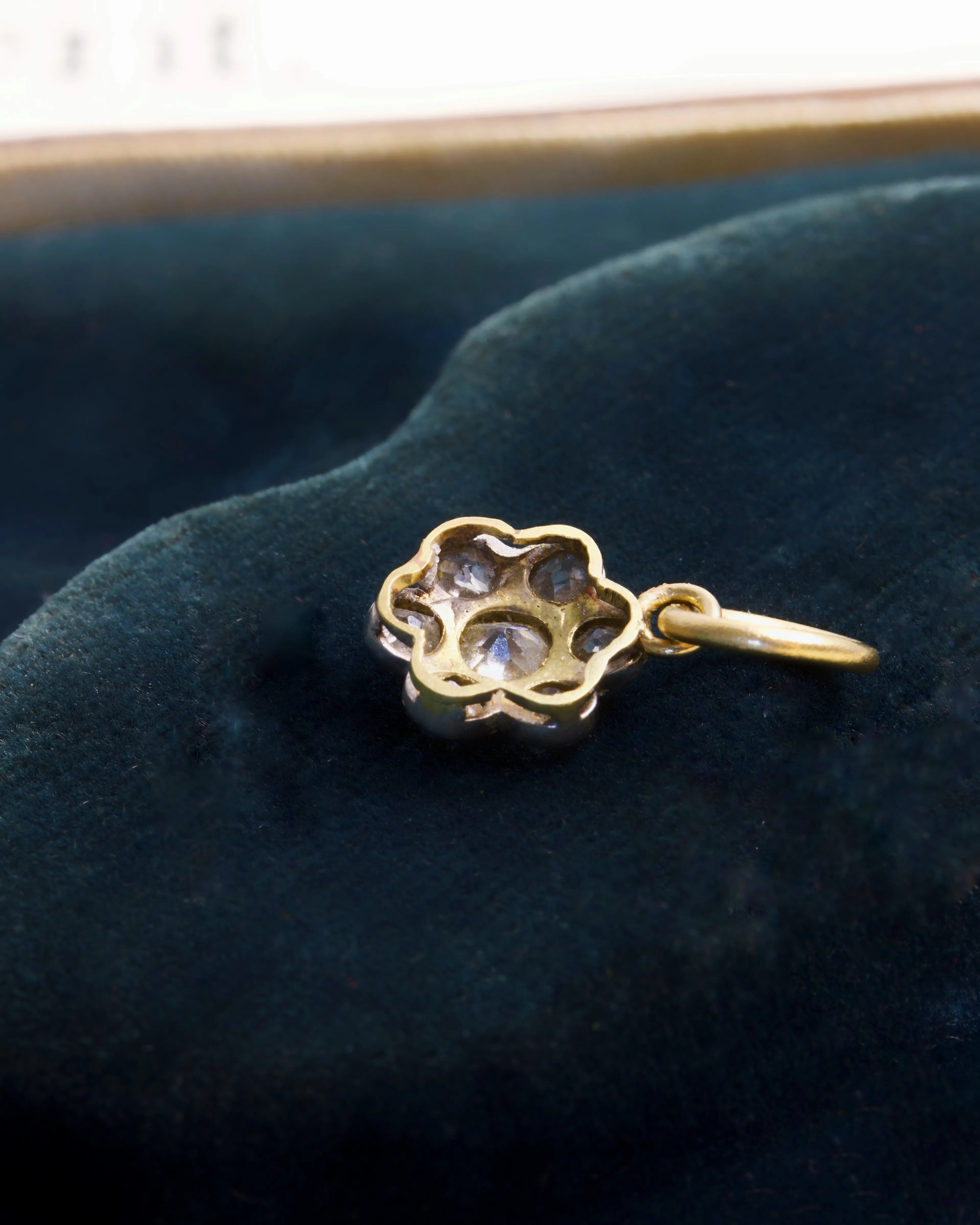 Converted Old Cut Diamond Daisy Charm in Platinum & Gold