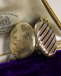 Victorian Striped Memorial Locket in 9ct Yellow Gold