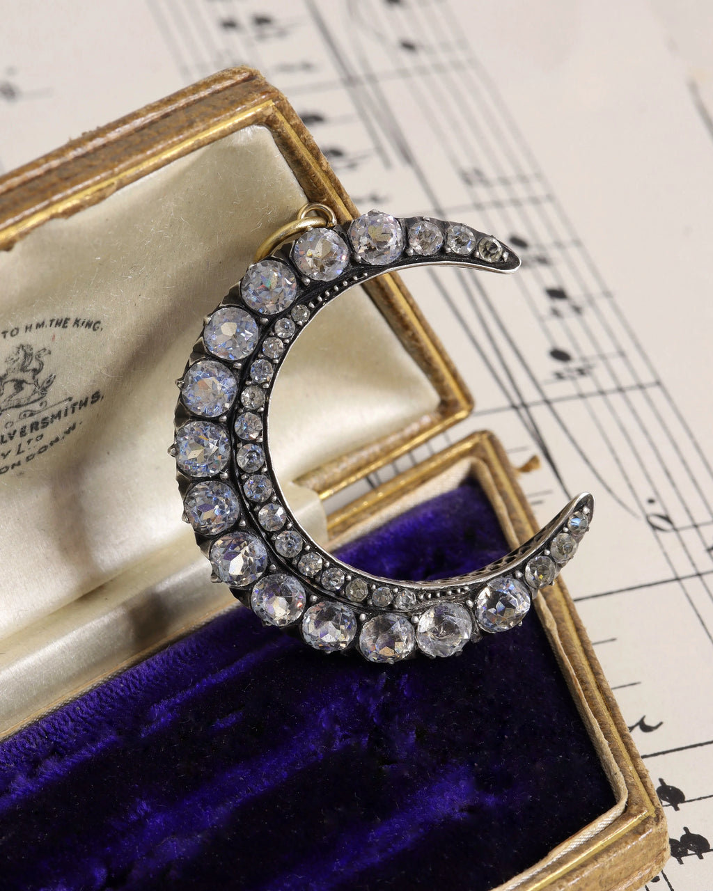 Victorian Silver Crescent Moon Paste Charm