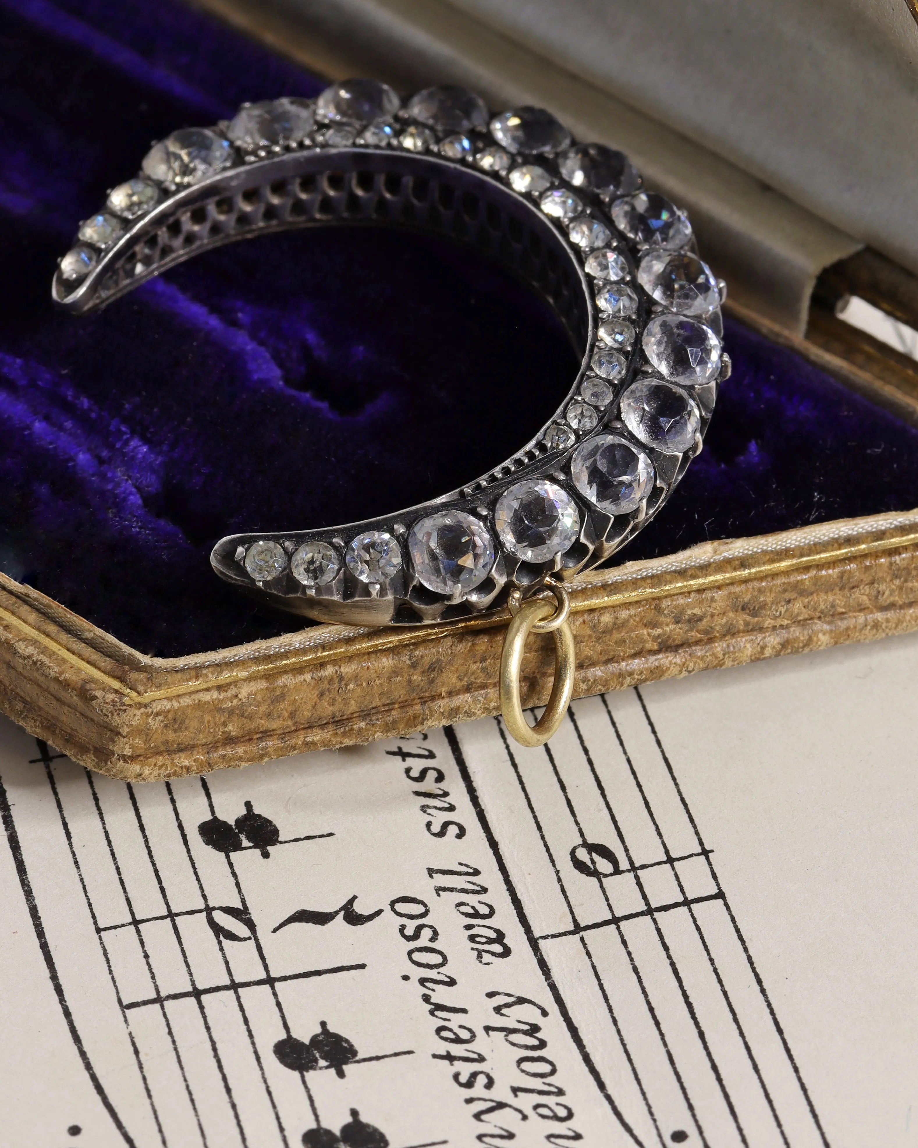 Victorian Silver Crescent Moon Paste Charm