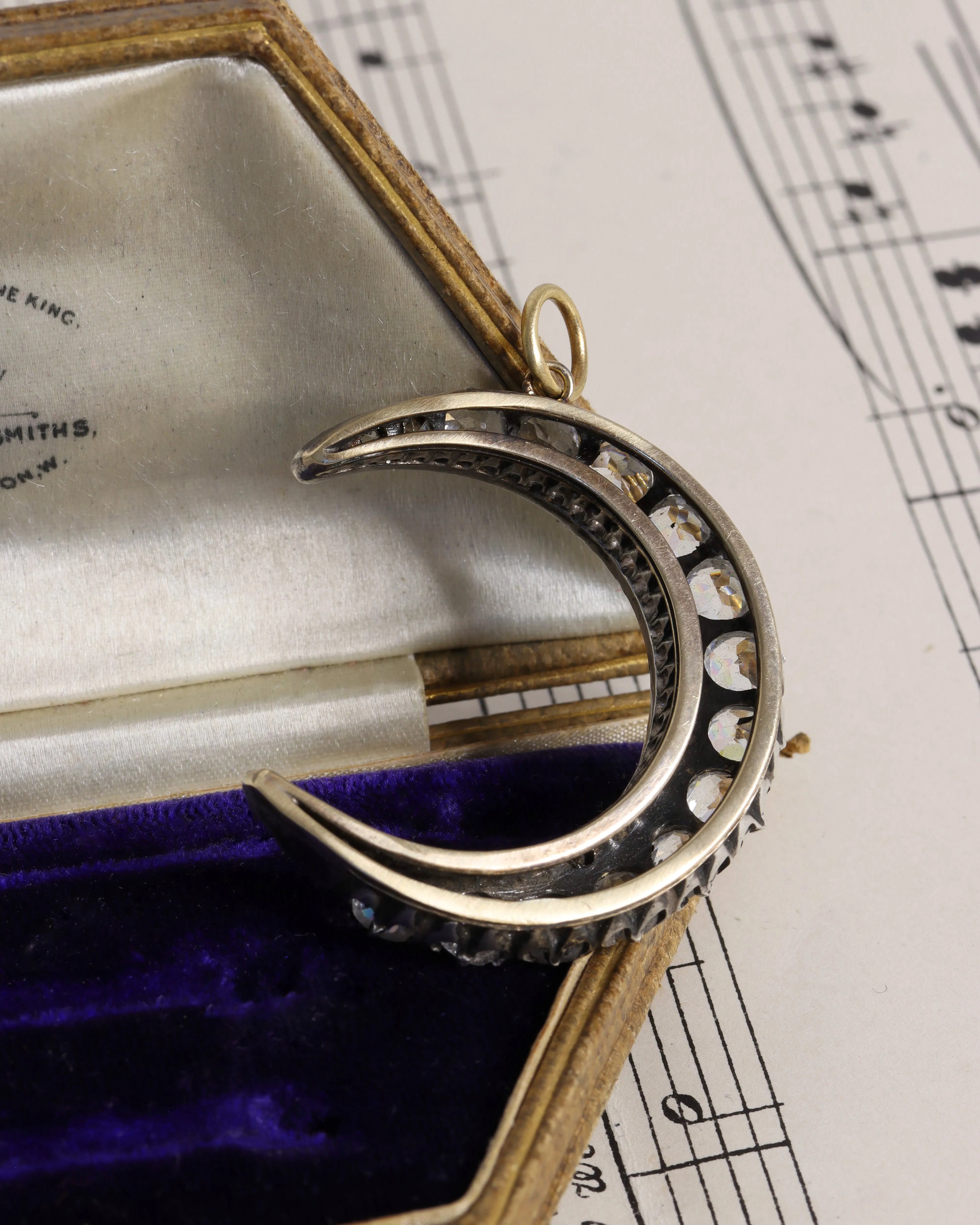 Victorian Silver Crescent Moon Paste Charm