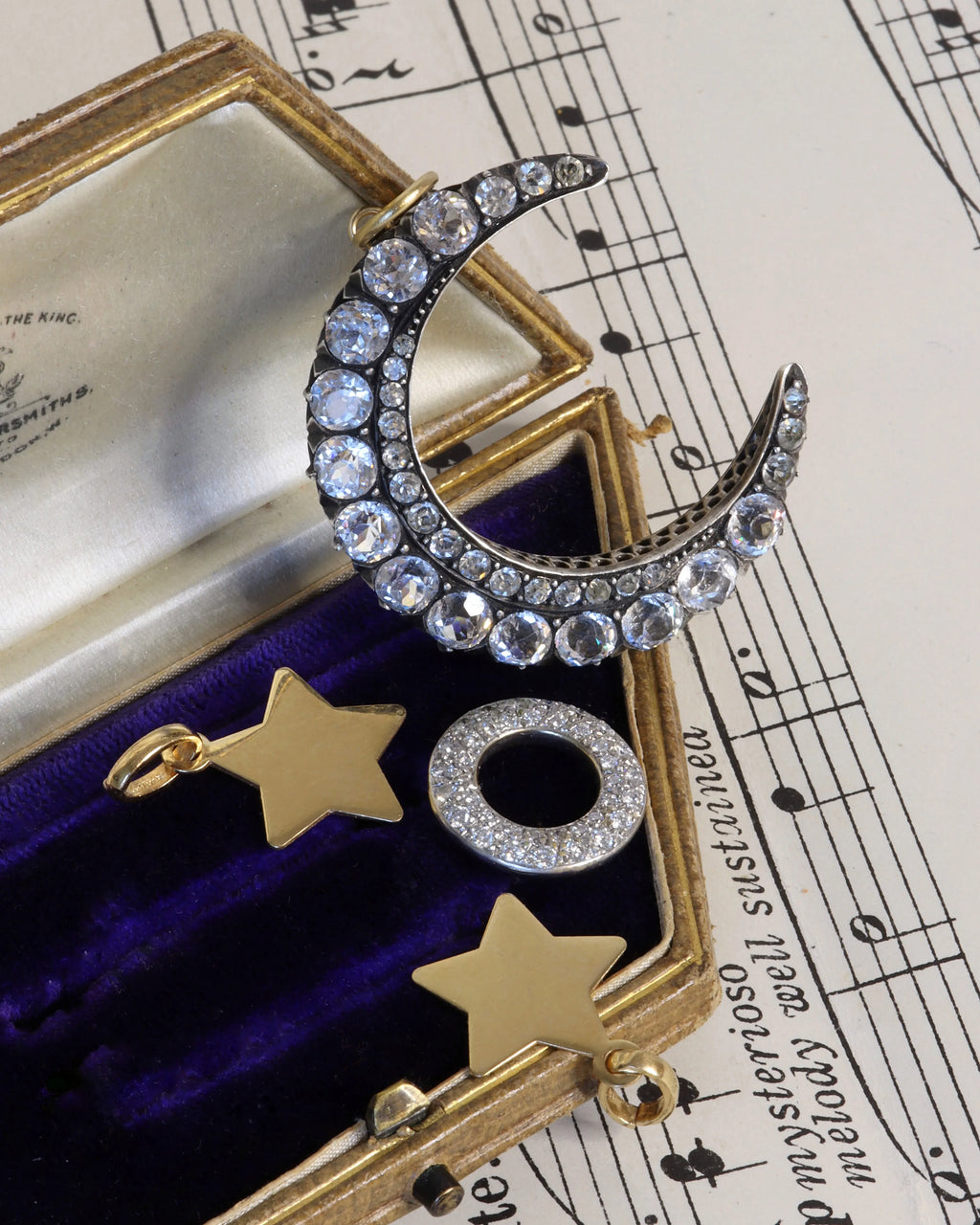 Victorian Silver Crescent Moon Paste Charm