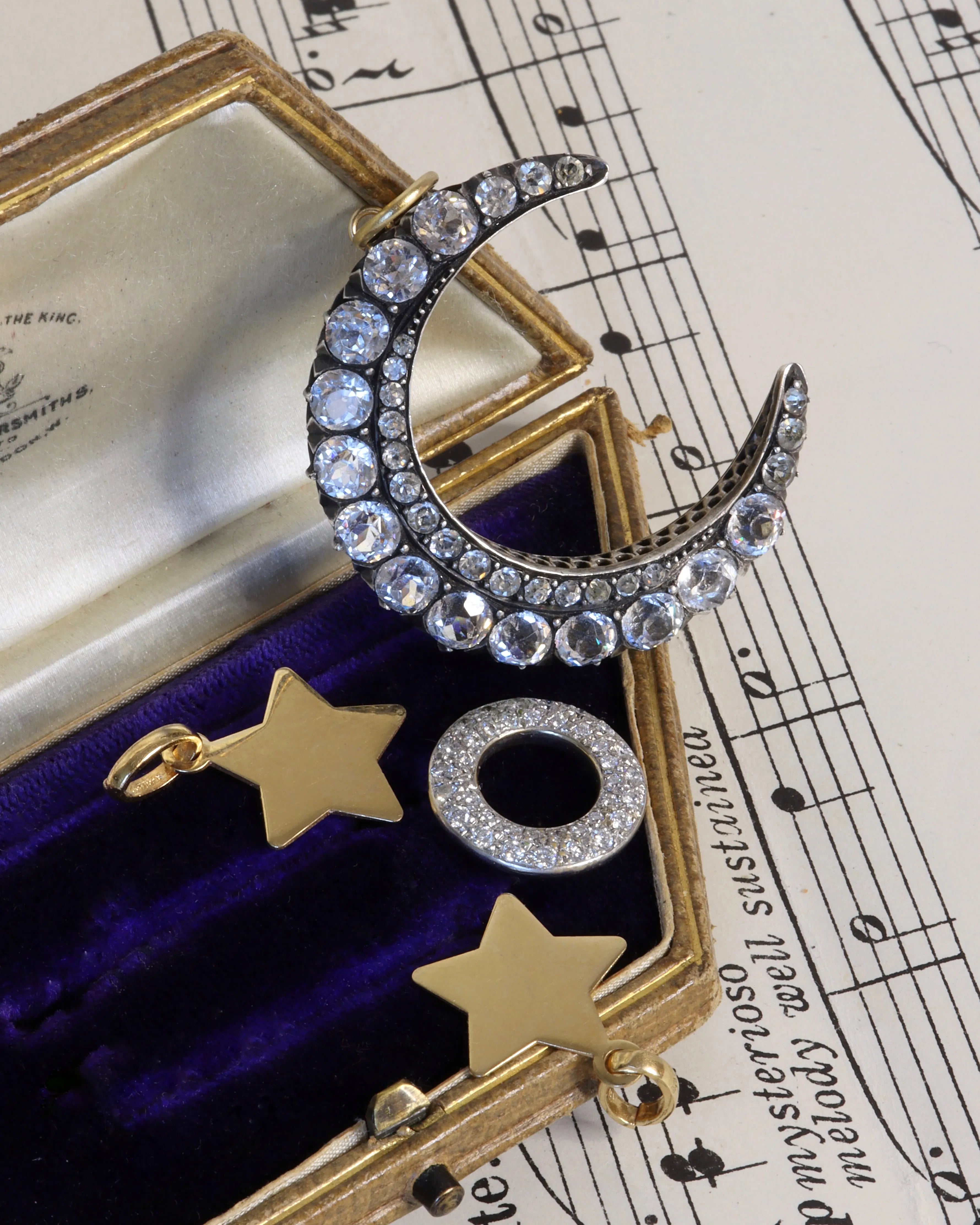 Victorian Silver Crescent Moon Paste Charm