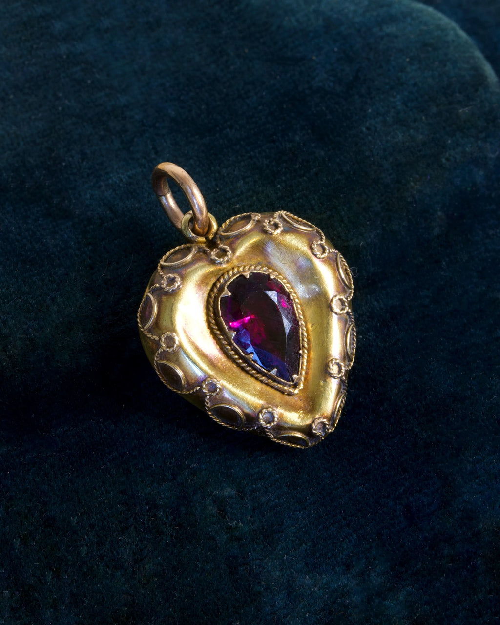 Victorian 14ct Gold Almandine Garnet Locket Pendant