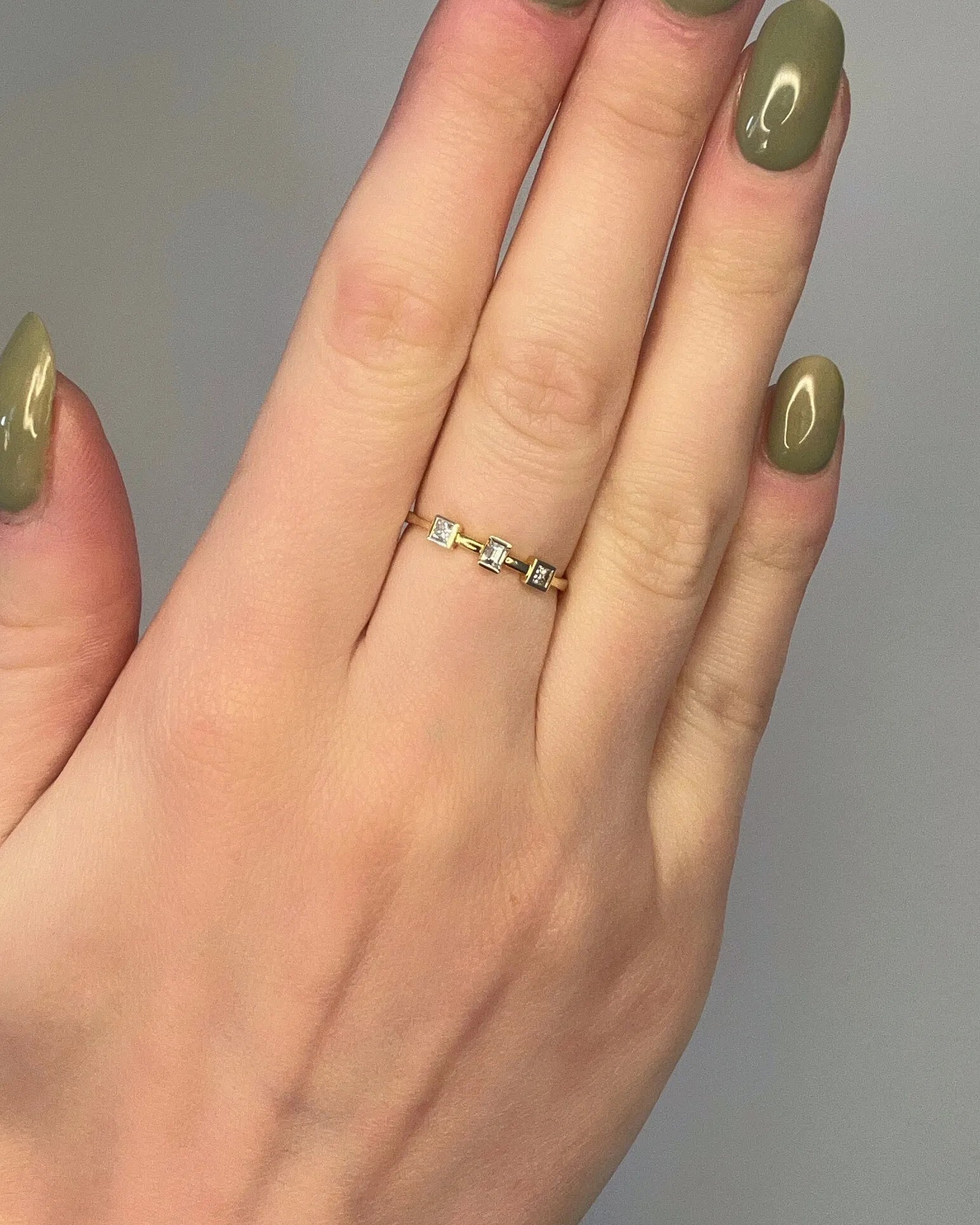 9ct Yellow Gold Three Diamond Stacker Ring