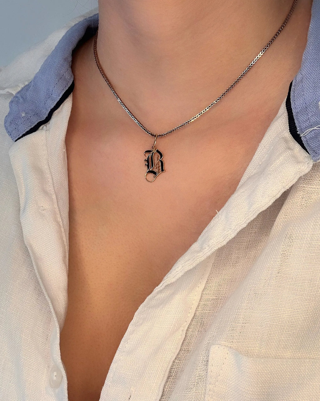 Gothic Initial ‘B’ Gold Enamel Charm