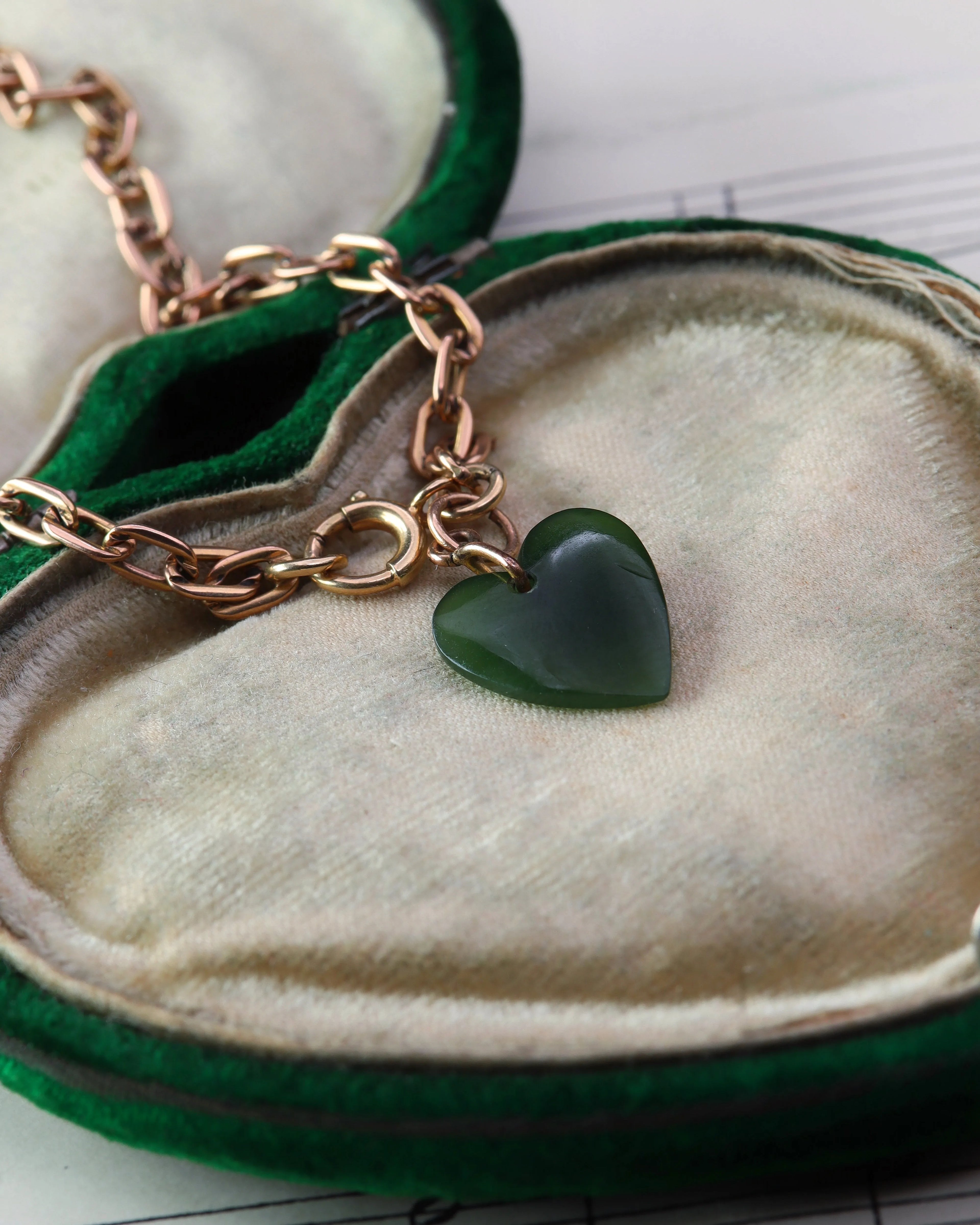 Antique Edwardian Nephrite Heart Bracelet