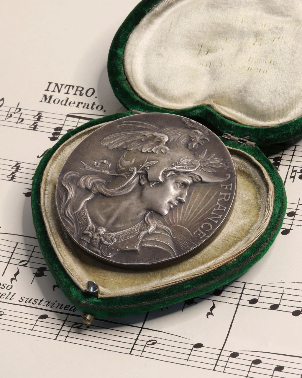 Victorian Silver-Plated Bronze Objet de Vertu Medal by Louis Bottee
