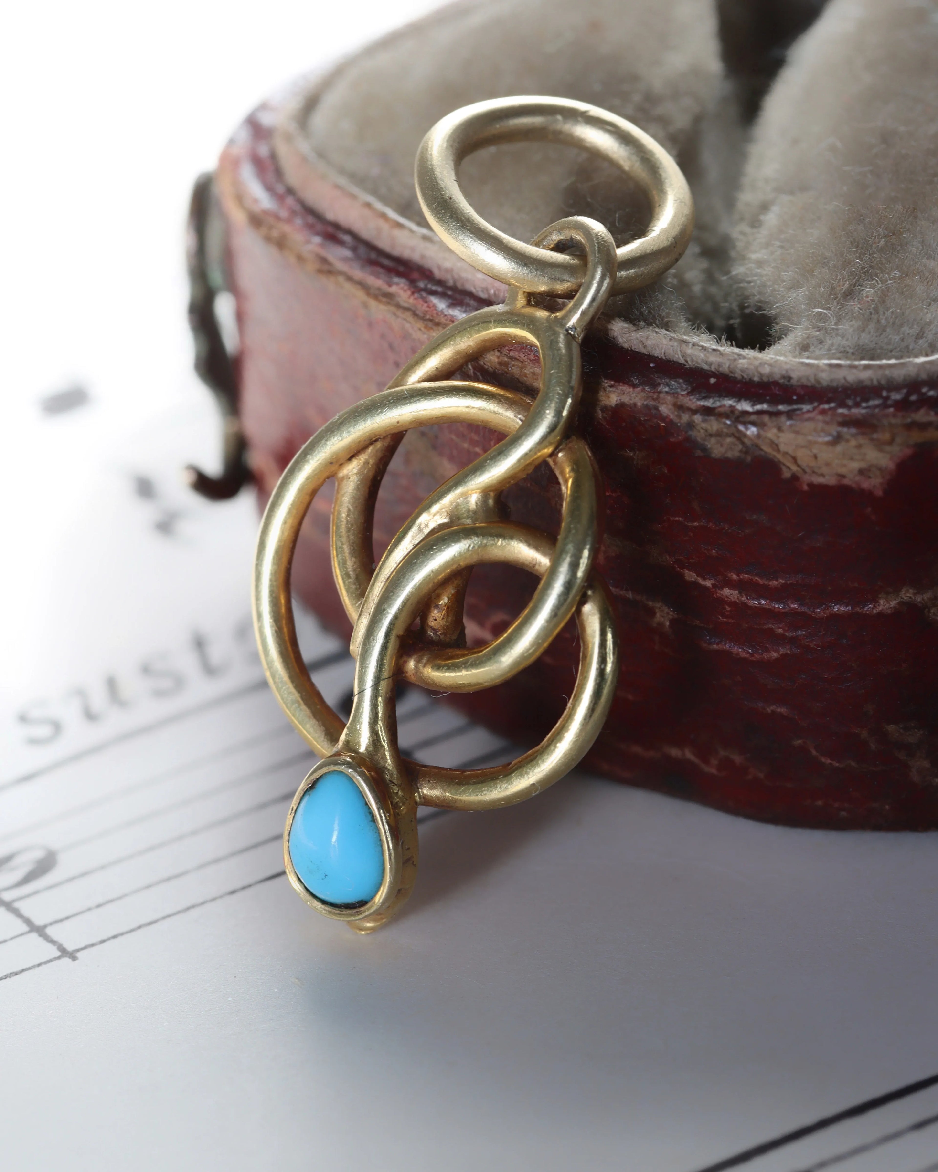 Antique Victorian 18ct Gold Turquoise Snake Charm
