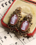 Victorian Neoclassical Carnelian Cameo Earrings