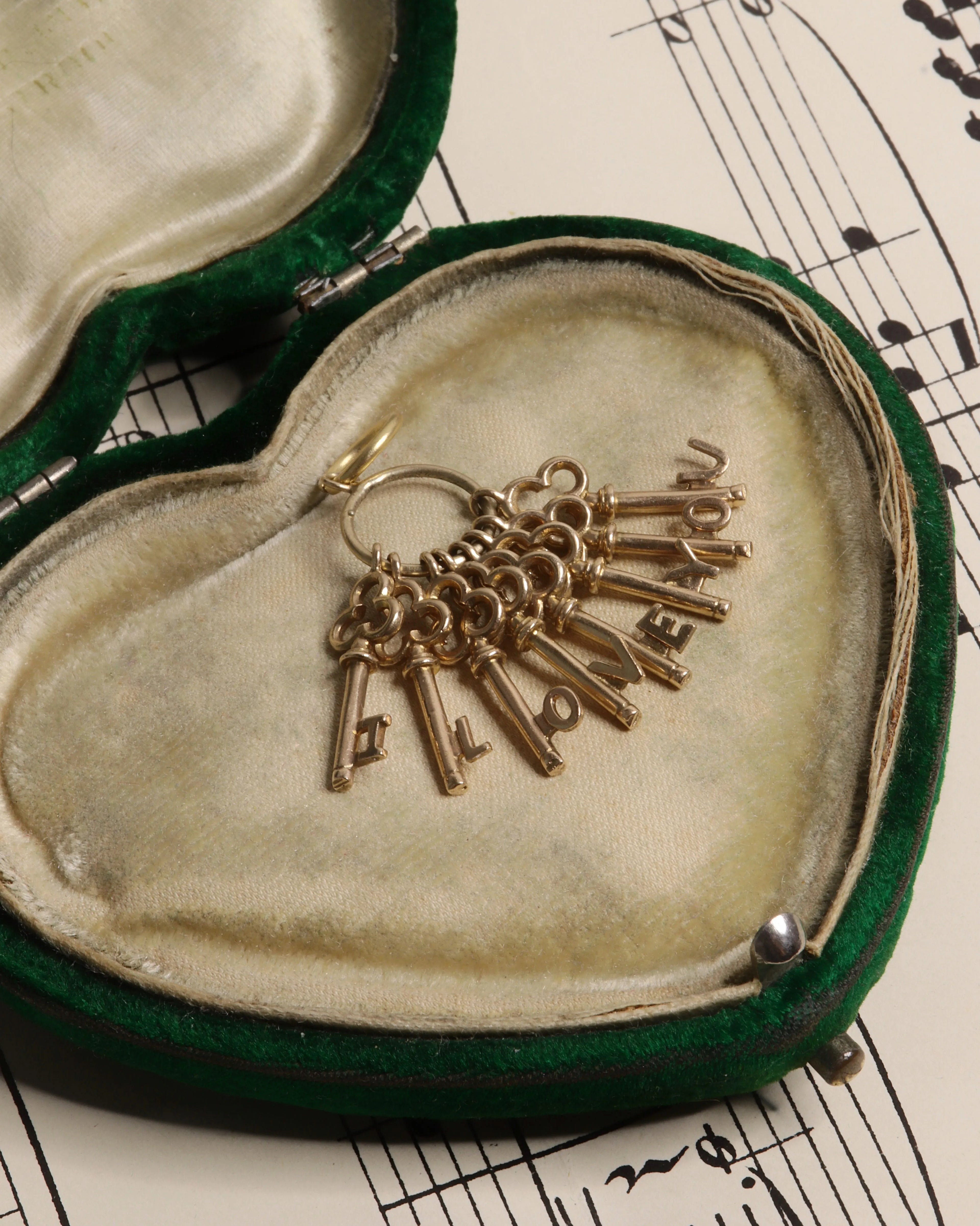 Vintage 'I LOVE YOU' 9ct Yellow Gold Key Charm