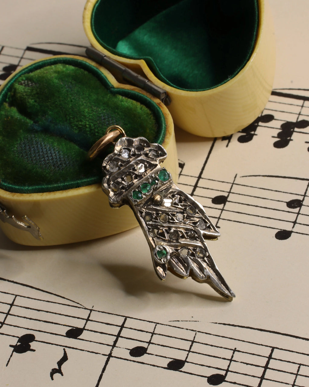 Antique Georgian Silver and Emerald Hand Charm
