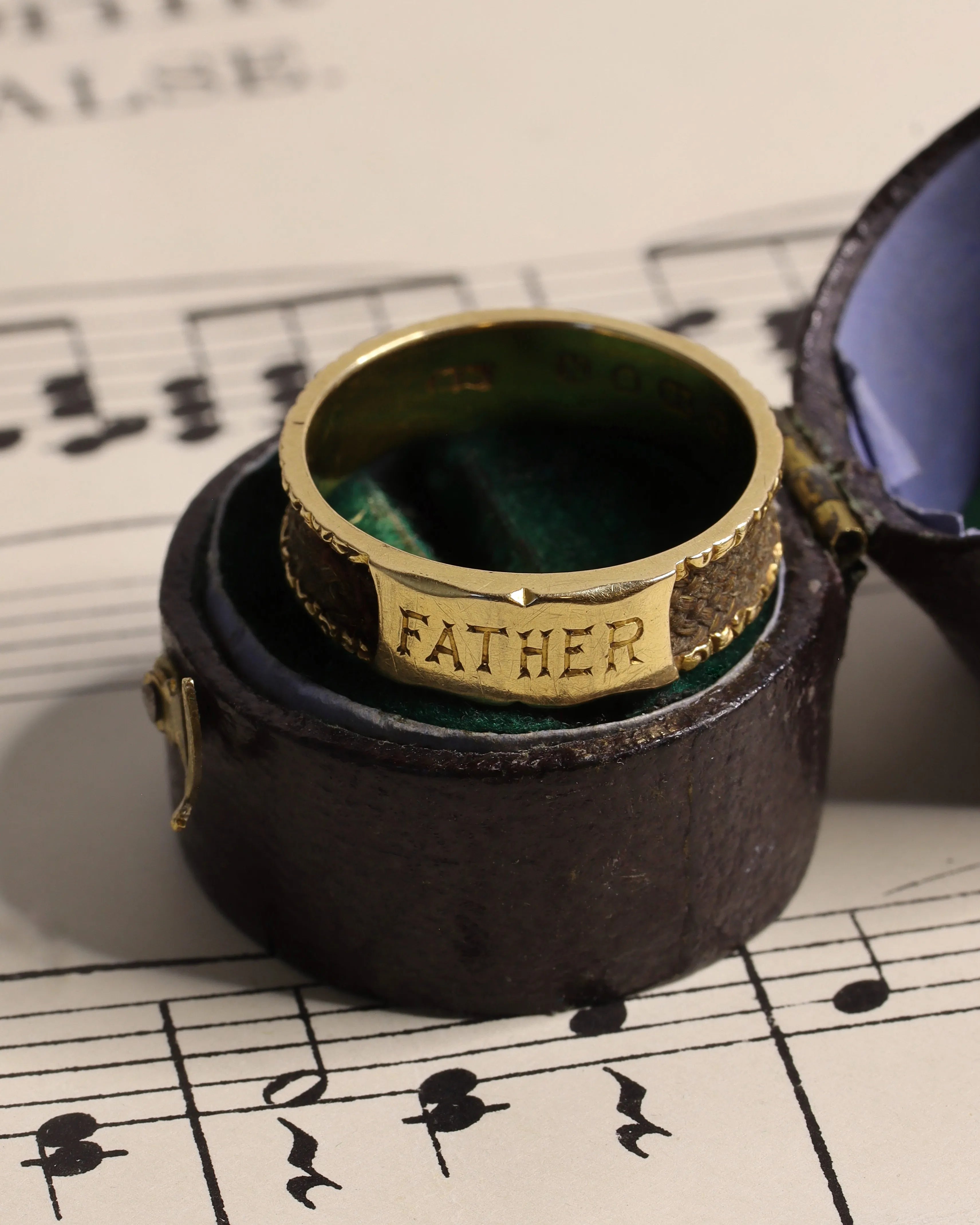 Victorian 18ct Gold Human Hair Engraved 'Father' Ring