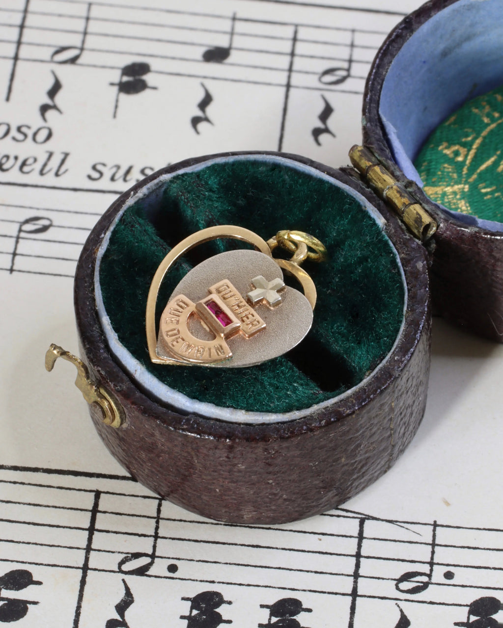 Vintage 18ct White & Yellow Gold French Augis Heart Charm