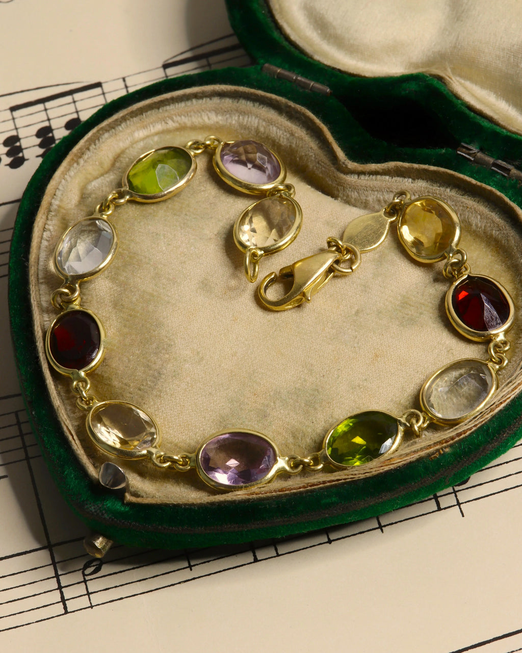 Vintage 18ct Gold Multi-Gemstone Harlequin Bracelet