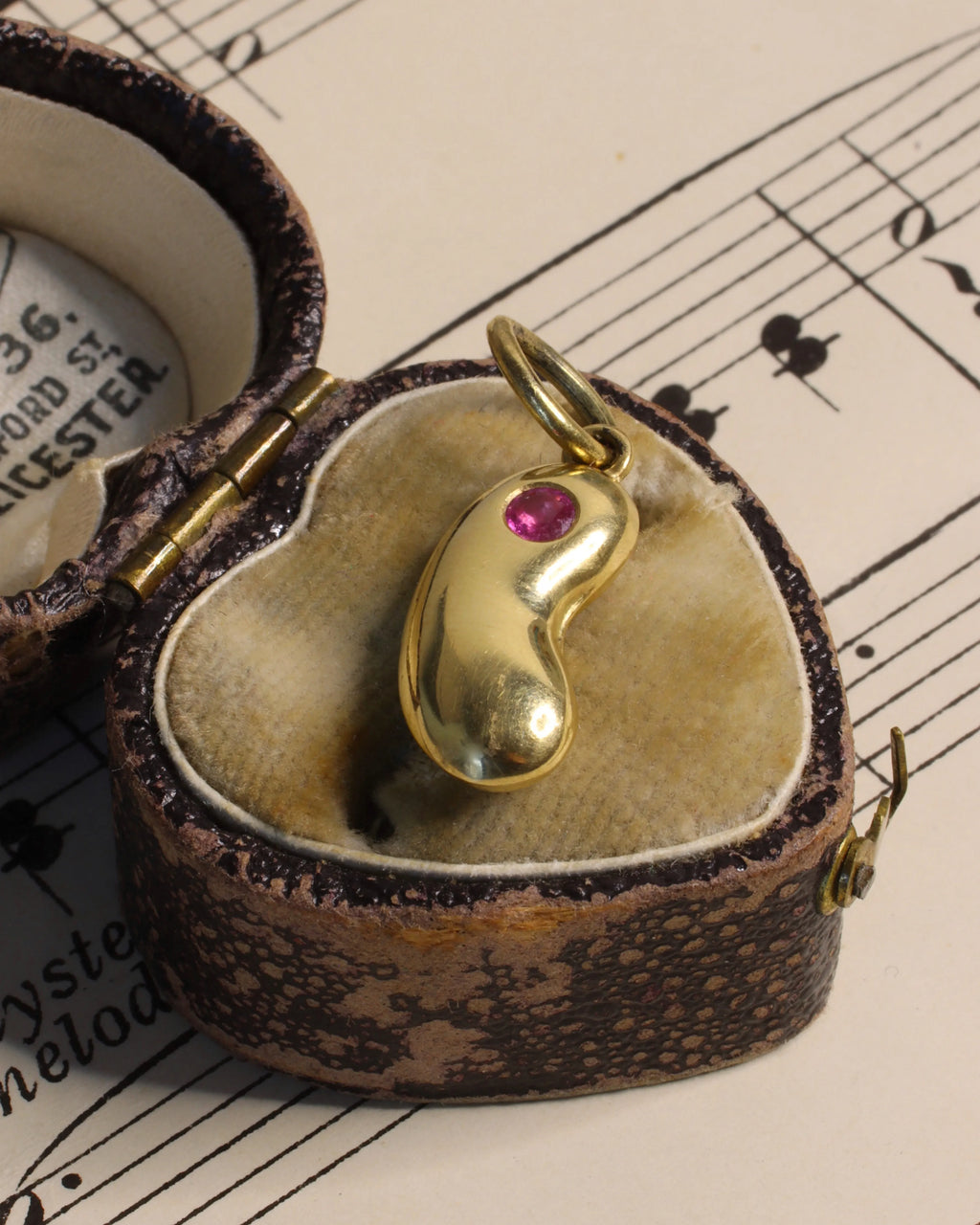 18ct Yellow Gold & Ruby Lucky Bean Charm