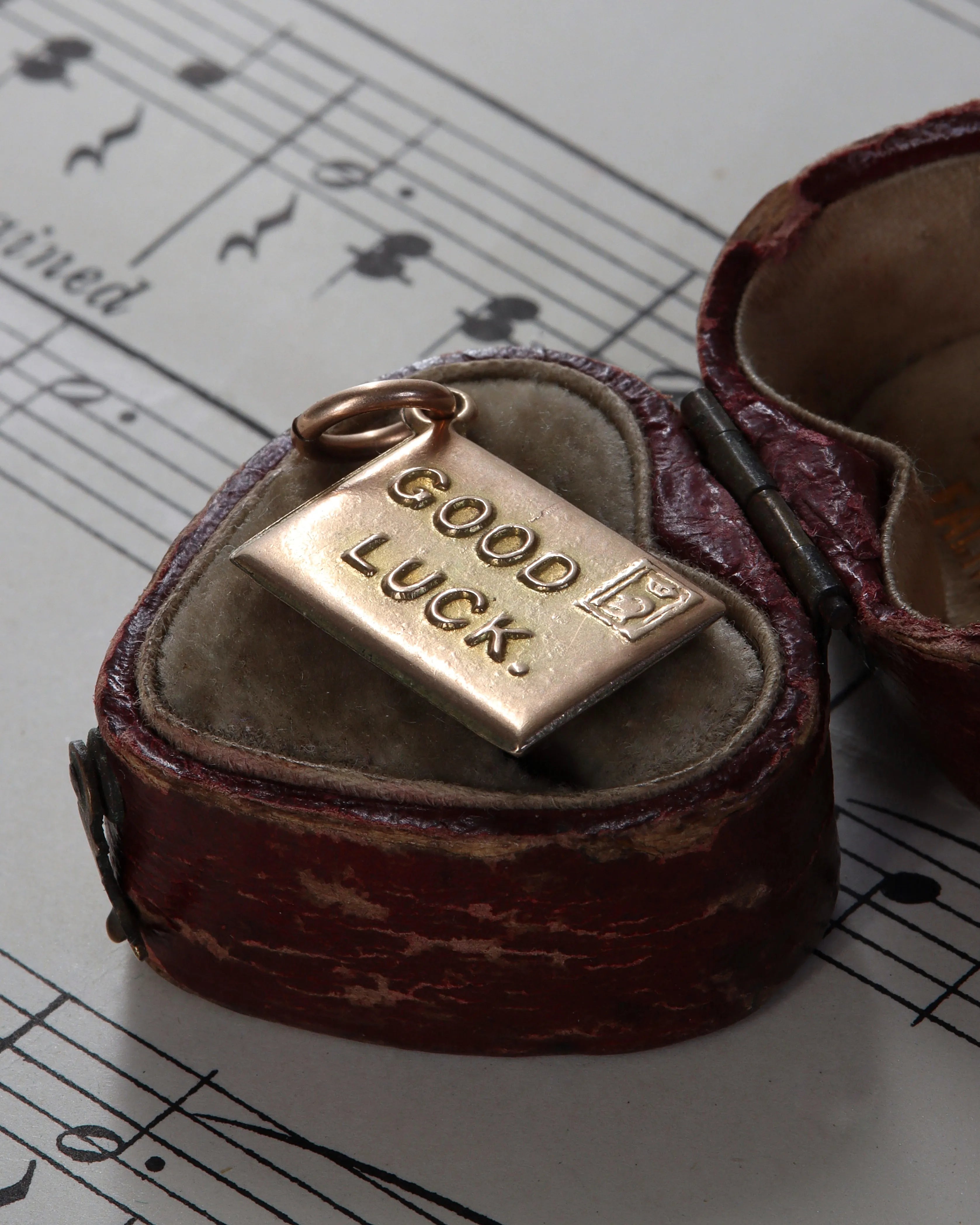 Edwardian 9ct Gold 'Good Luck' Envelope Charm