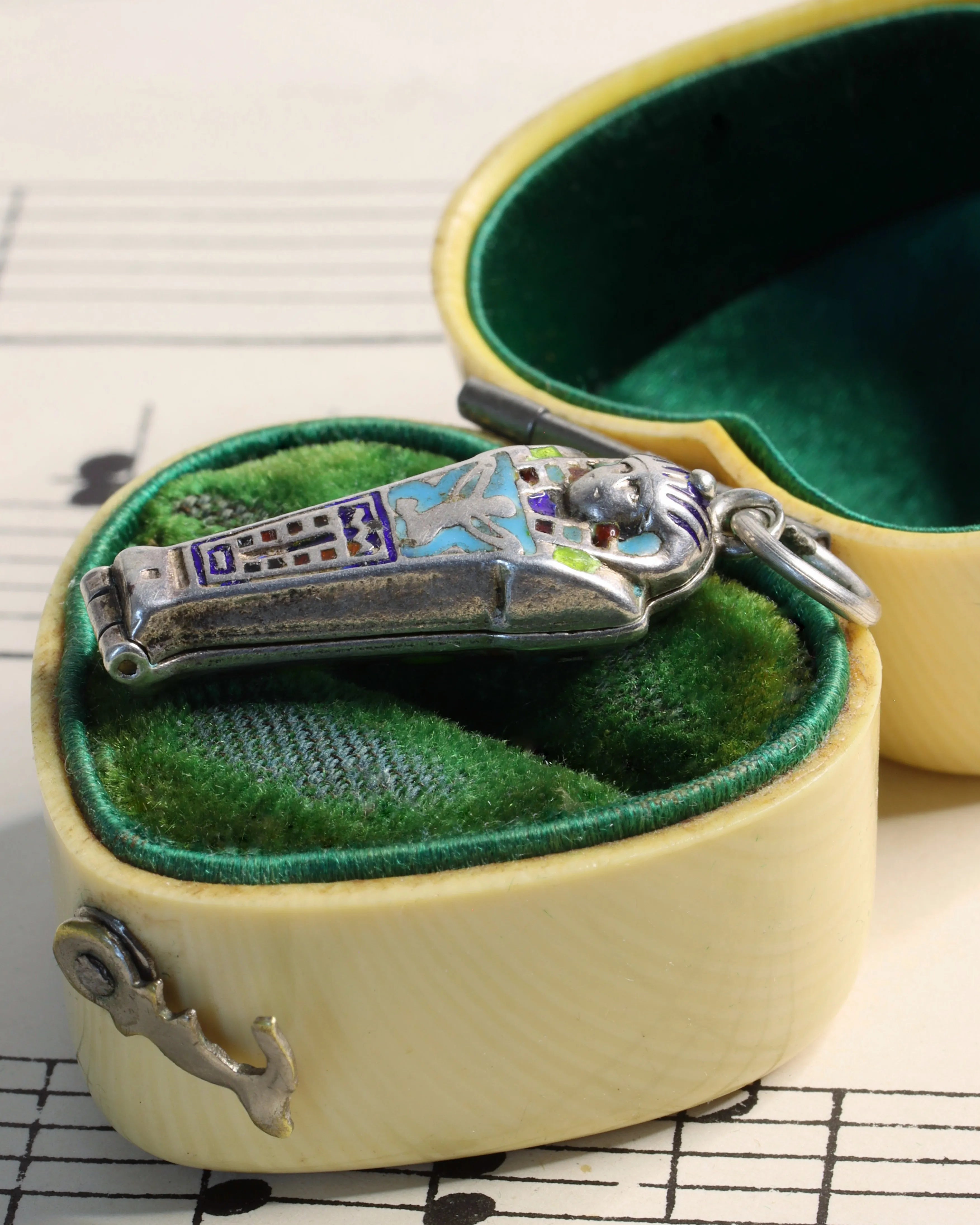 Art Deco Silver Sarcophagus Charm