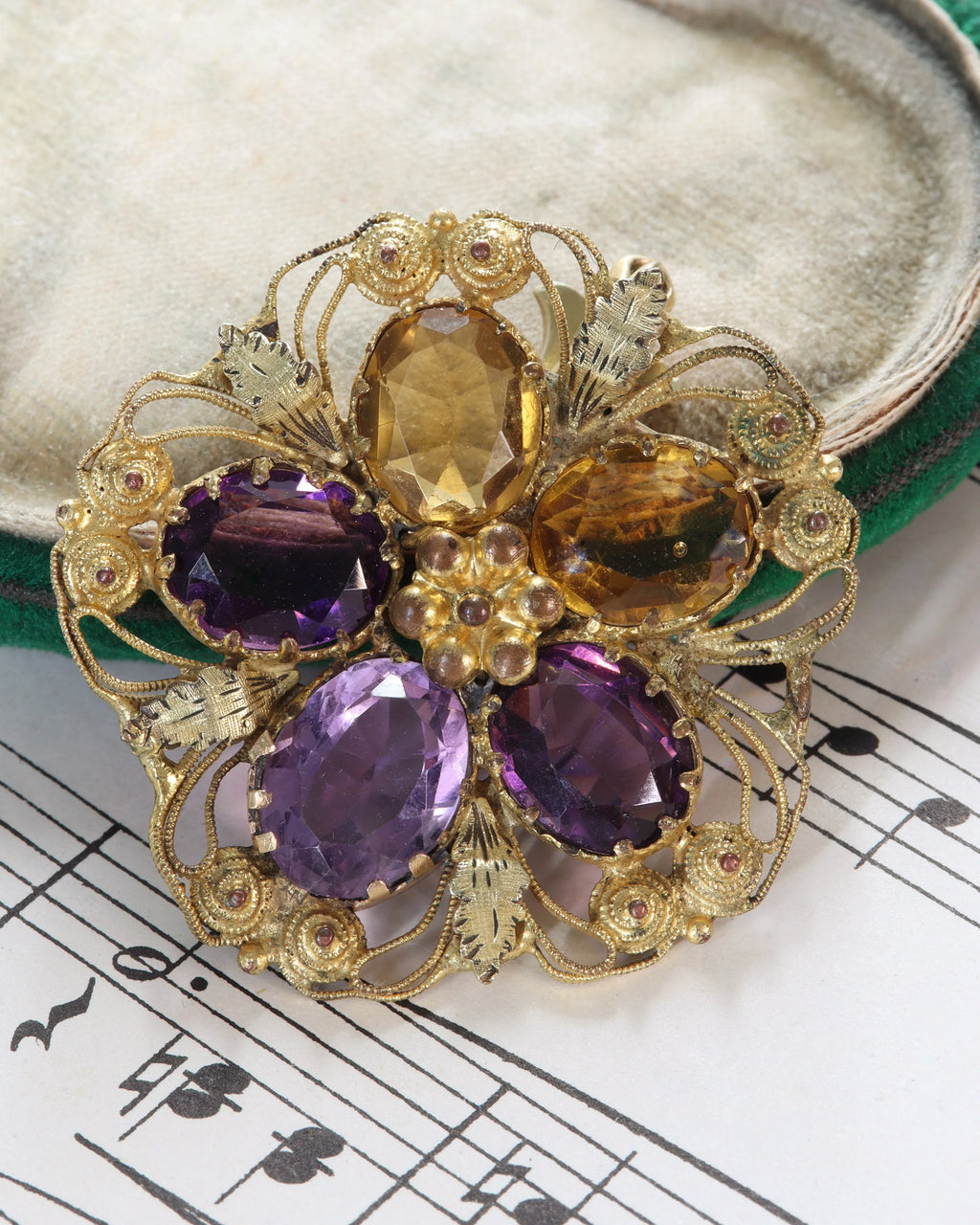 Early Victorian Cannetille Pansy Paste Charm