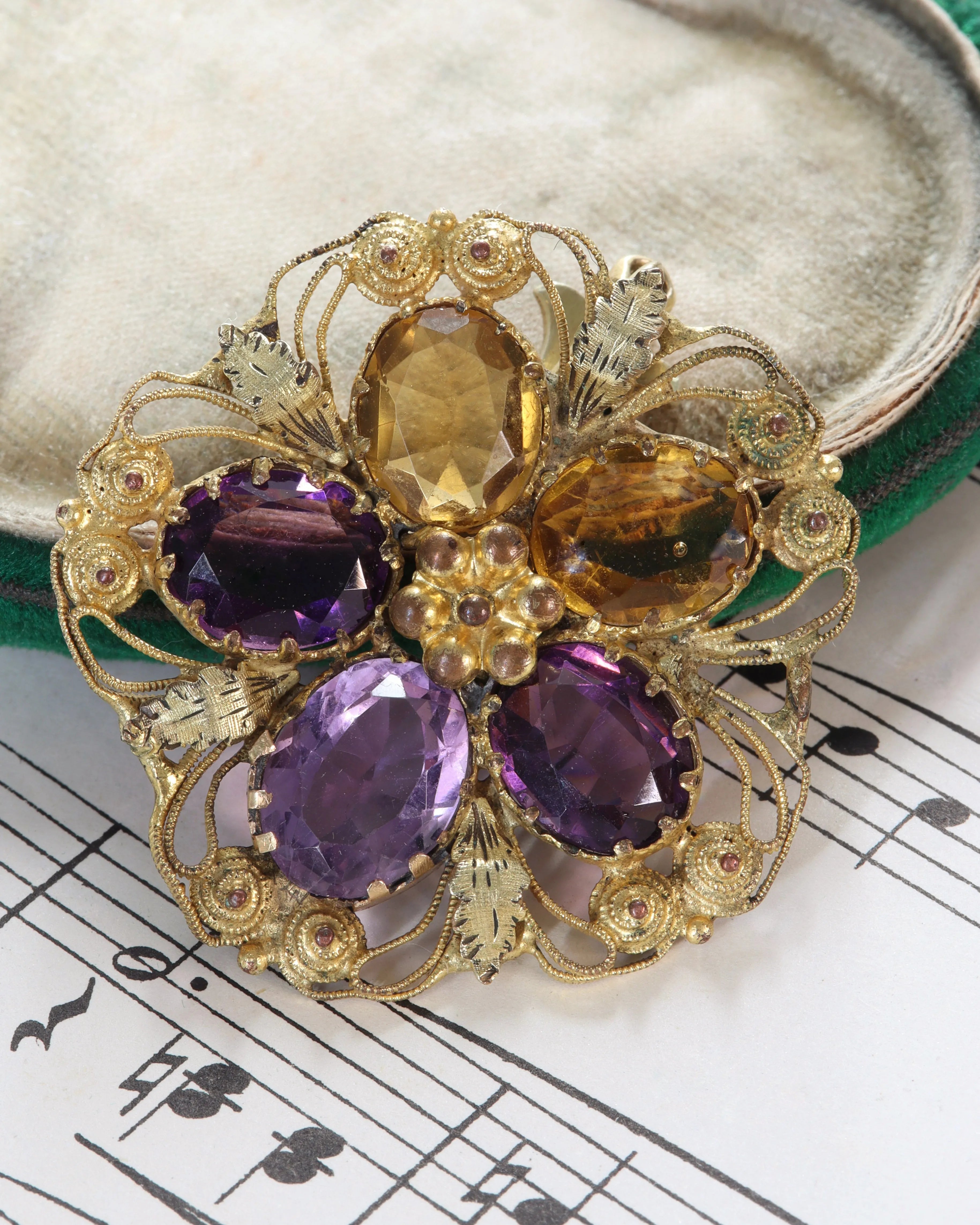 Early Victorian Cannetille Pansy Paste Charm