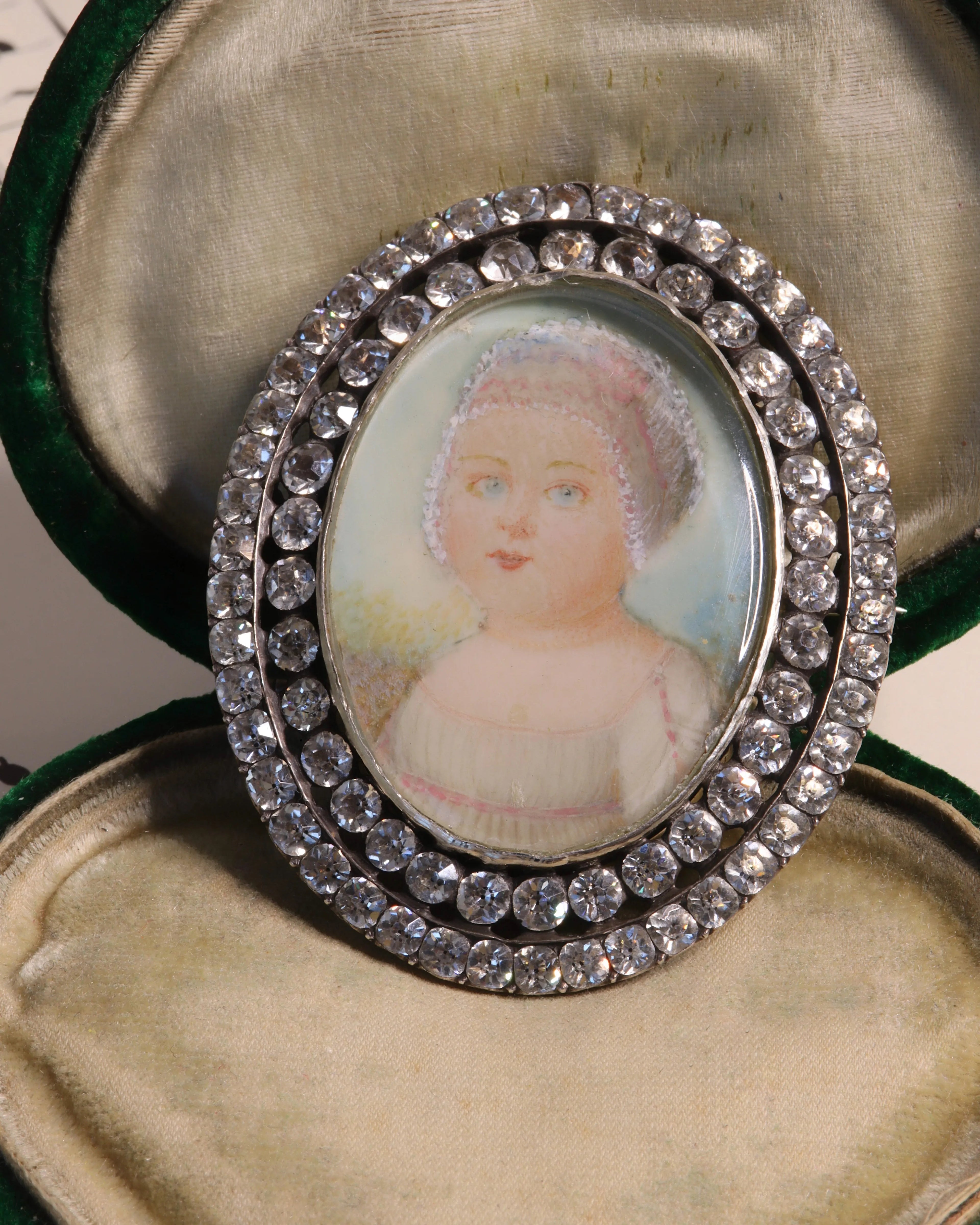 Georgian Hand-Painted Paste Baby Brooch