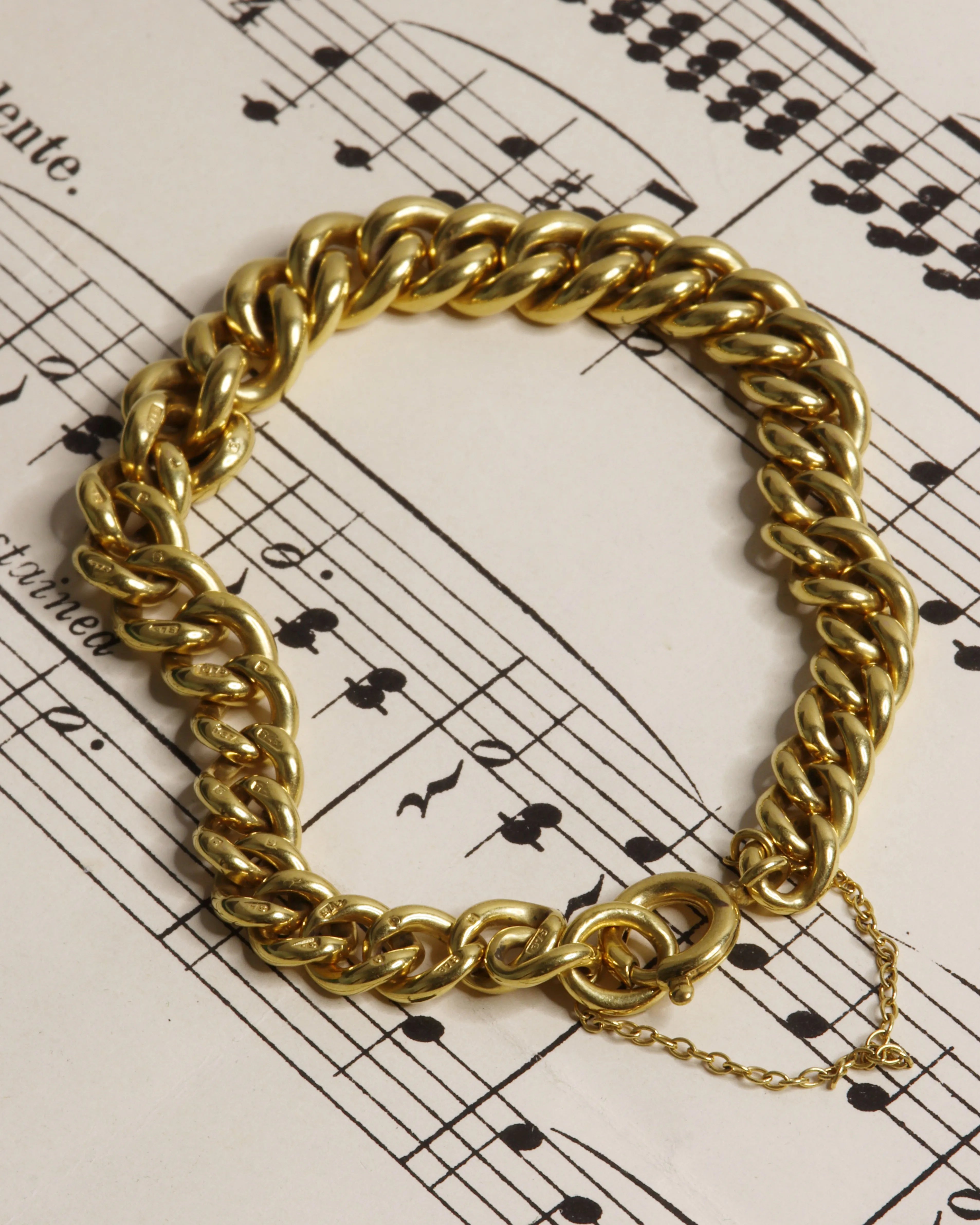 Antique Edwardian 1900 9ct Yellow Gold Curb Bracelet