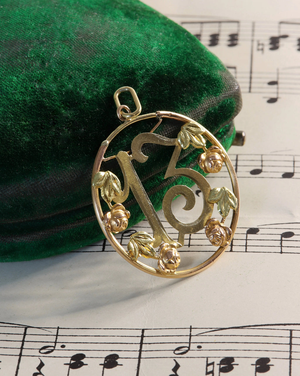 Antique Tri-Coloured 18ct Gold Lucky 13 Pendant