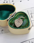 Vintage 9ct Gold Starburst Diamond Heart Charm