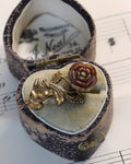 Georgian Gilt Metal Lace Hand & Rose Pin