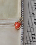 Antique Carved Coral Heart Charm in 18ct Yellow Gold