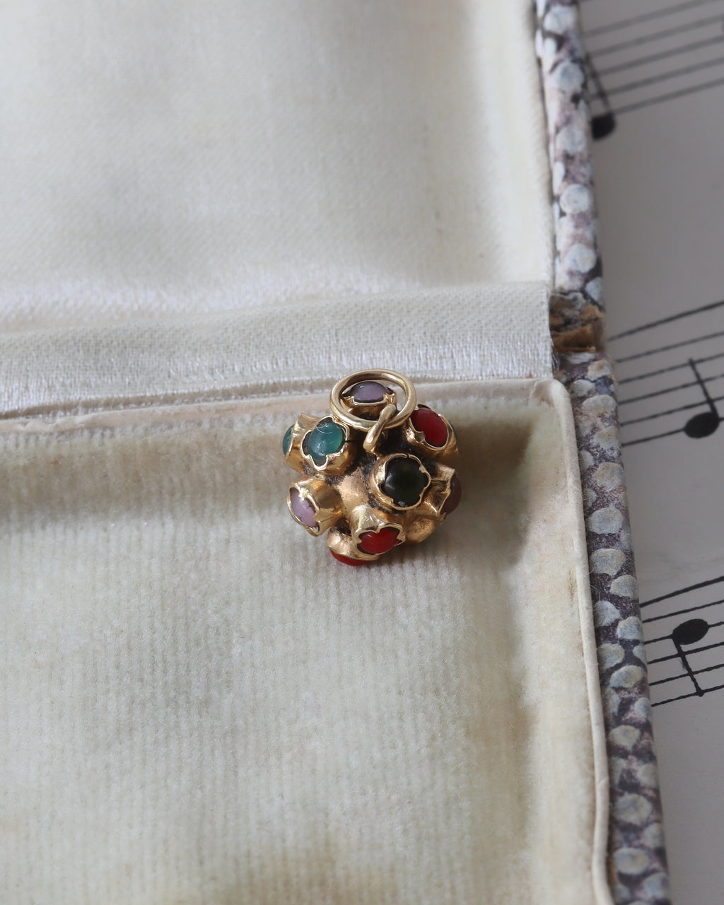 Vintage Portuguese 19.2ct Gold Multi Gem Sputnik Charm