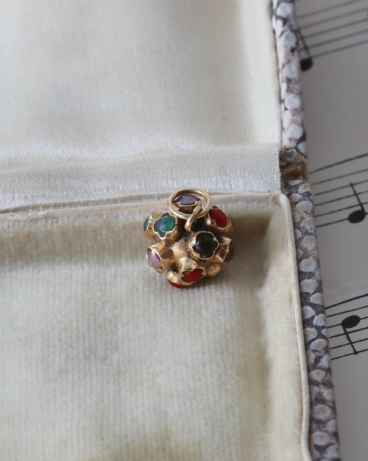 Vintage Portuguese 19.2ct Gold Multi Gem Sputnik Charm
