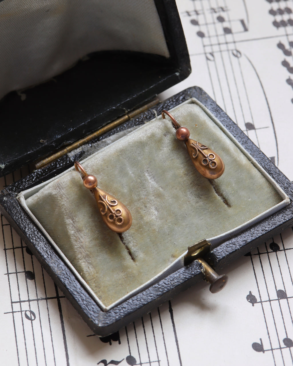 Victorian 9ct Rose Gold Bombe Earrings