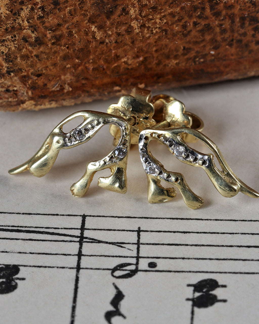 Vintage 14ct Gold Diamond Panther Earrings
