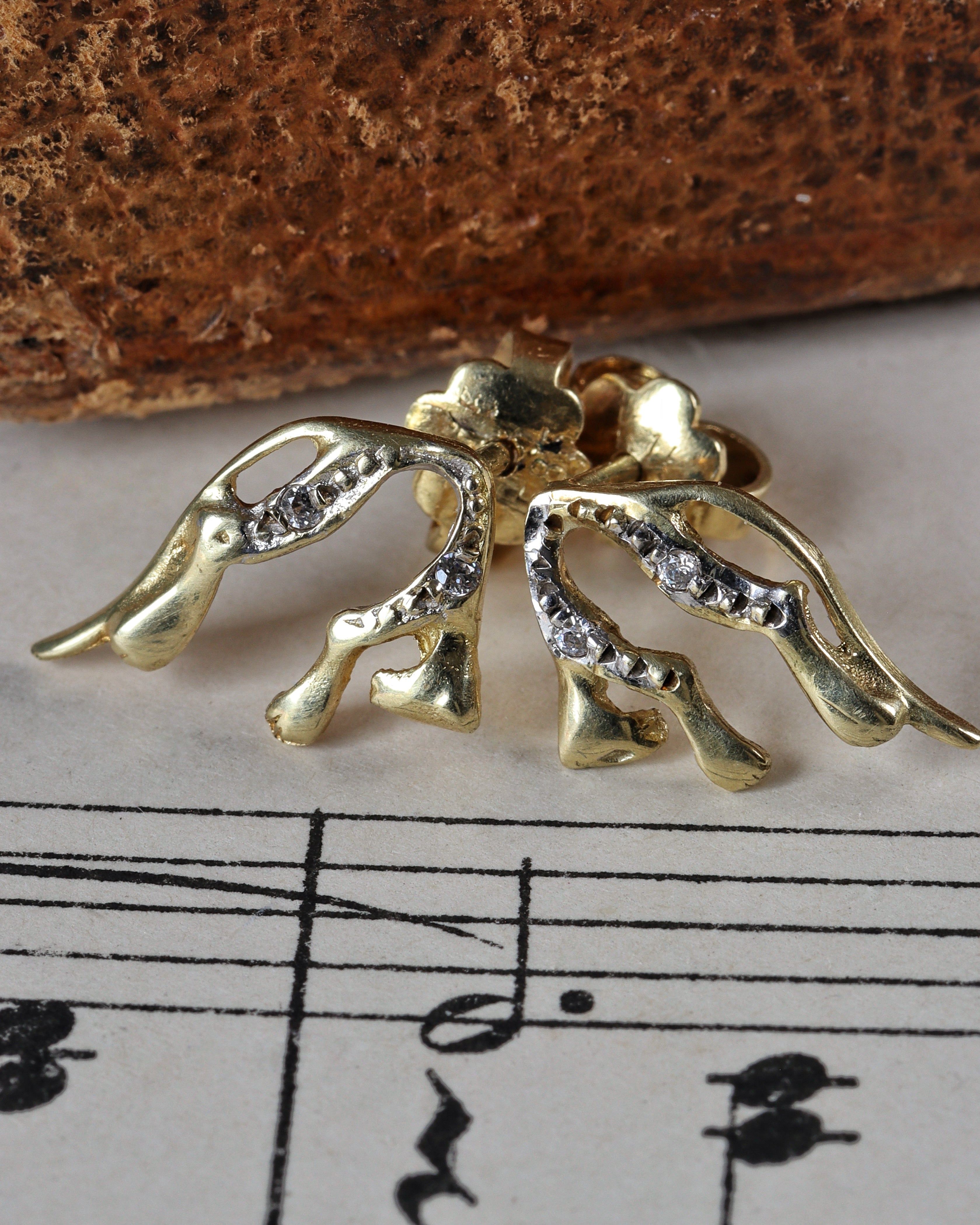 Vintage 14ct Gold Diamond Panther Earrings