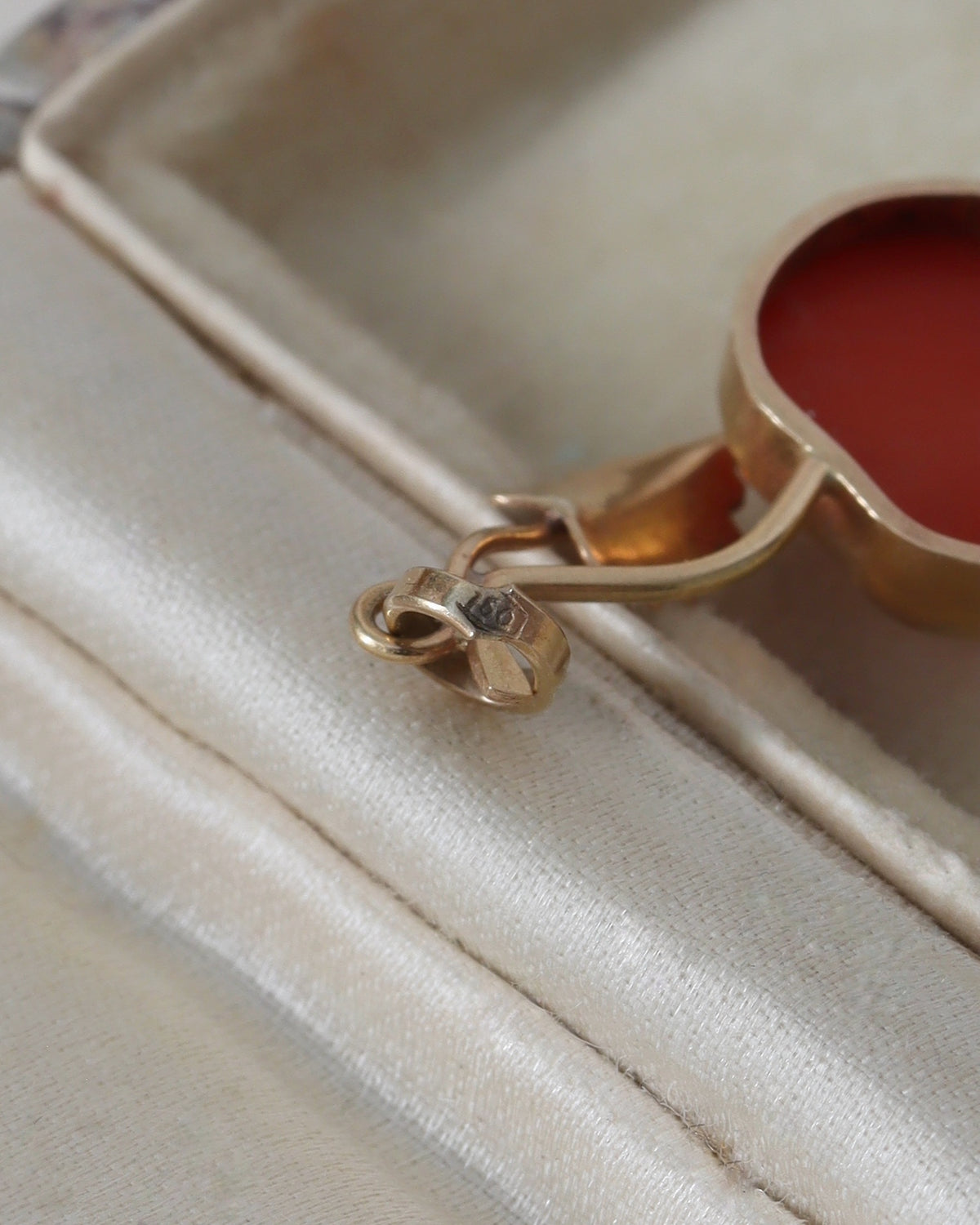 Vintage Carved Coral Cherry Charm in 18ct Gold