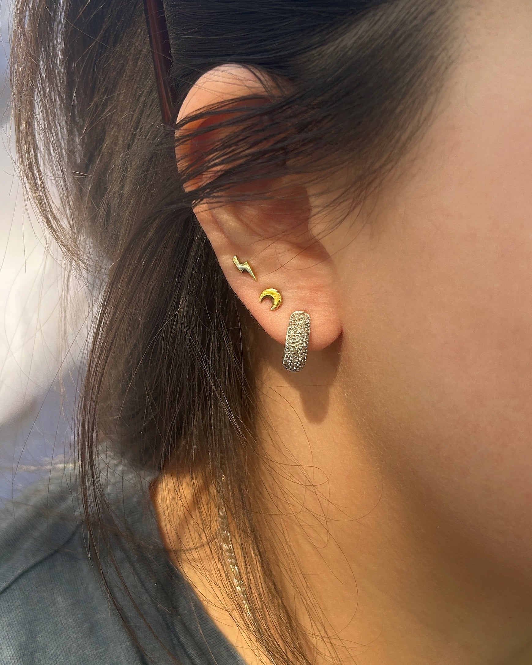Vintage 9ct Gold Diamond Hoop Earrings