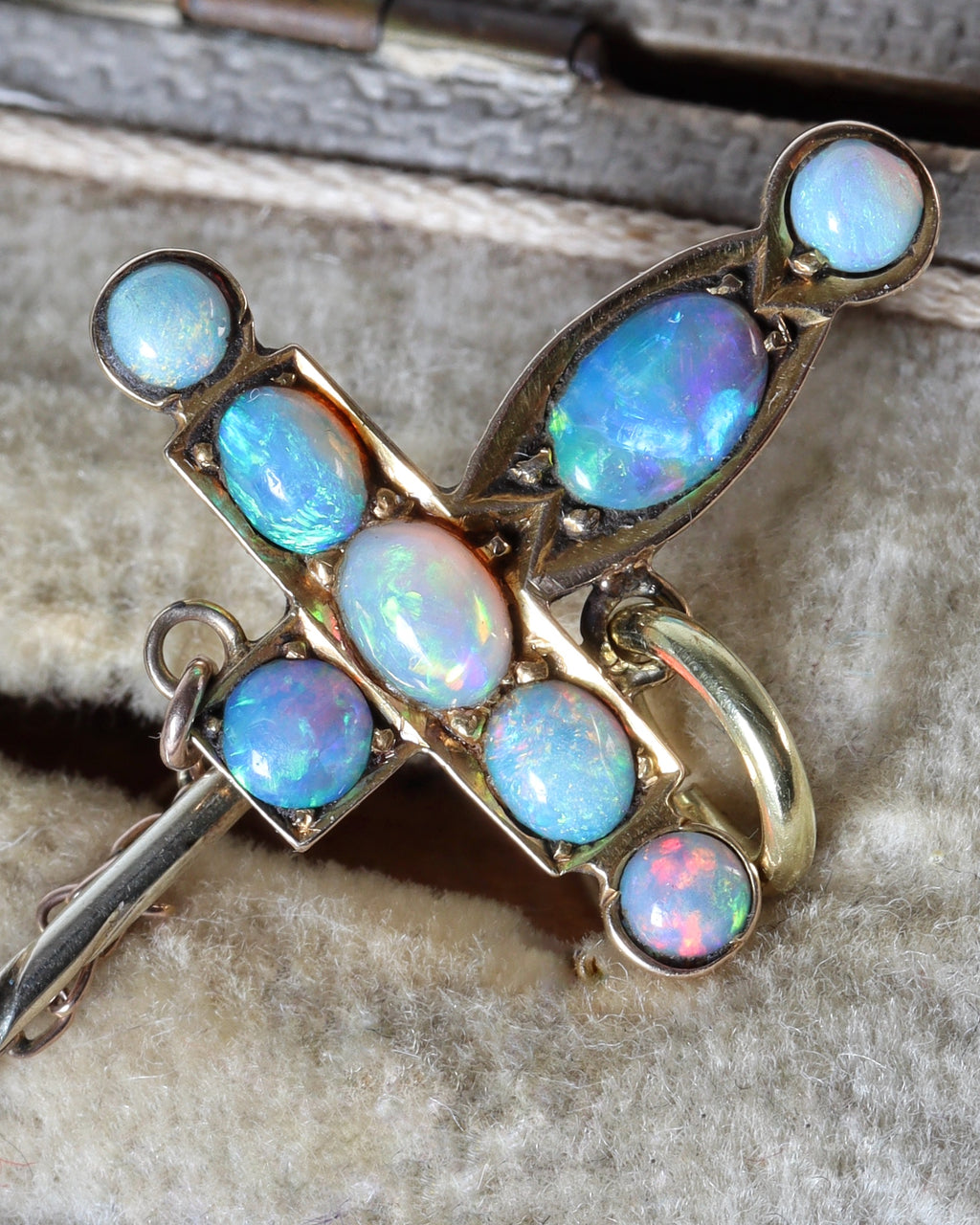 Antique 15ct Gold Opal Sword Chain Extenders