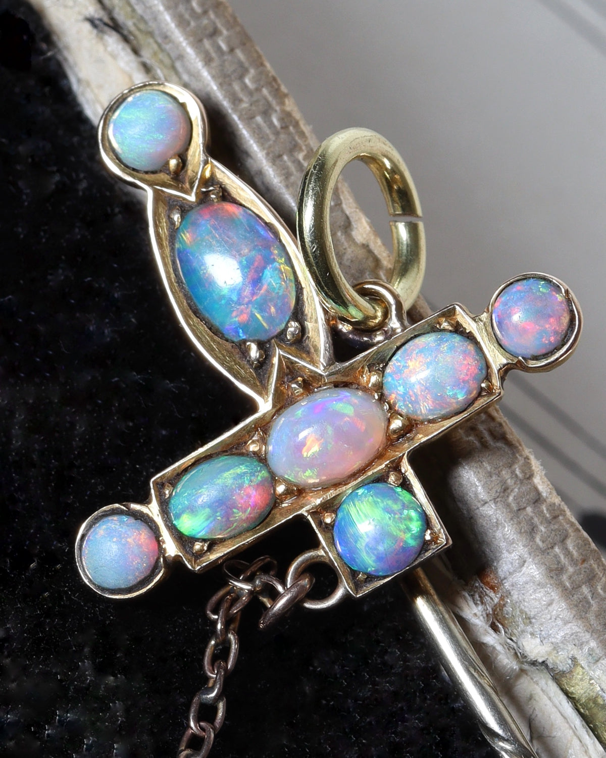 Antique 15ct Gold Opal Sword Chain Extenders