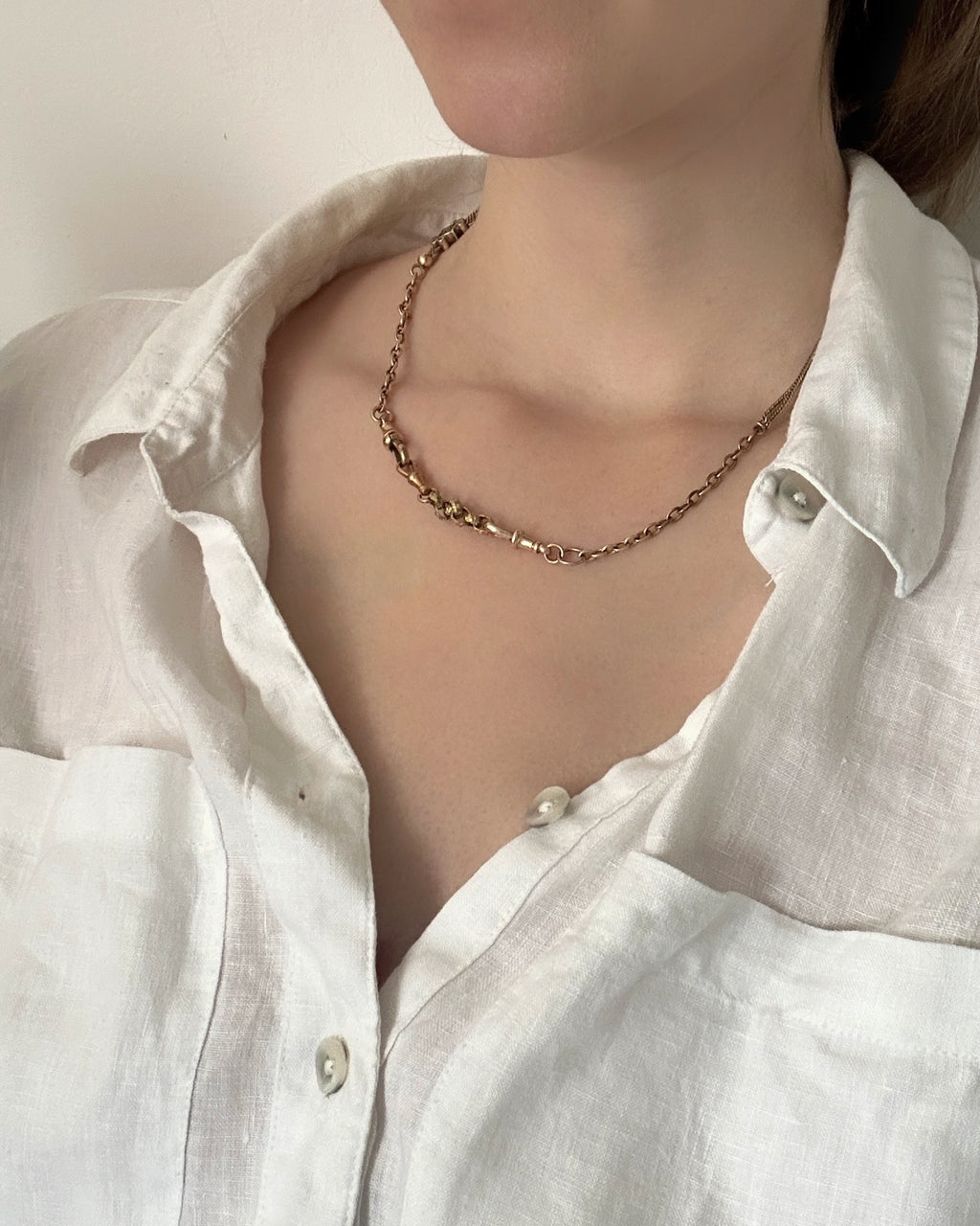 Georgian Pinchbeck Starry Chain Extender with French 18ct Gold Dog Clip