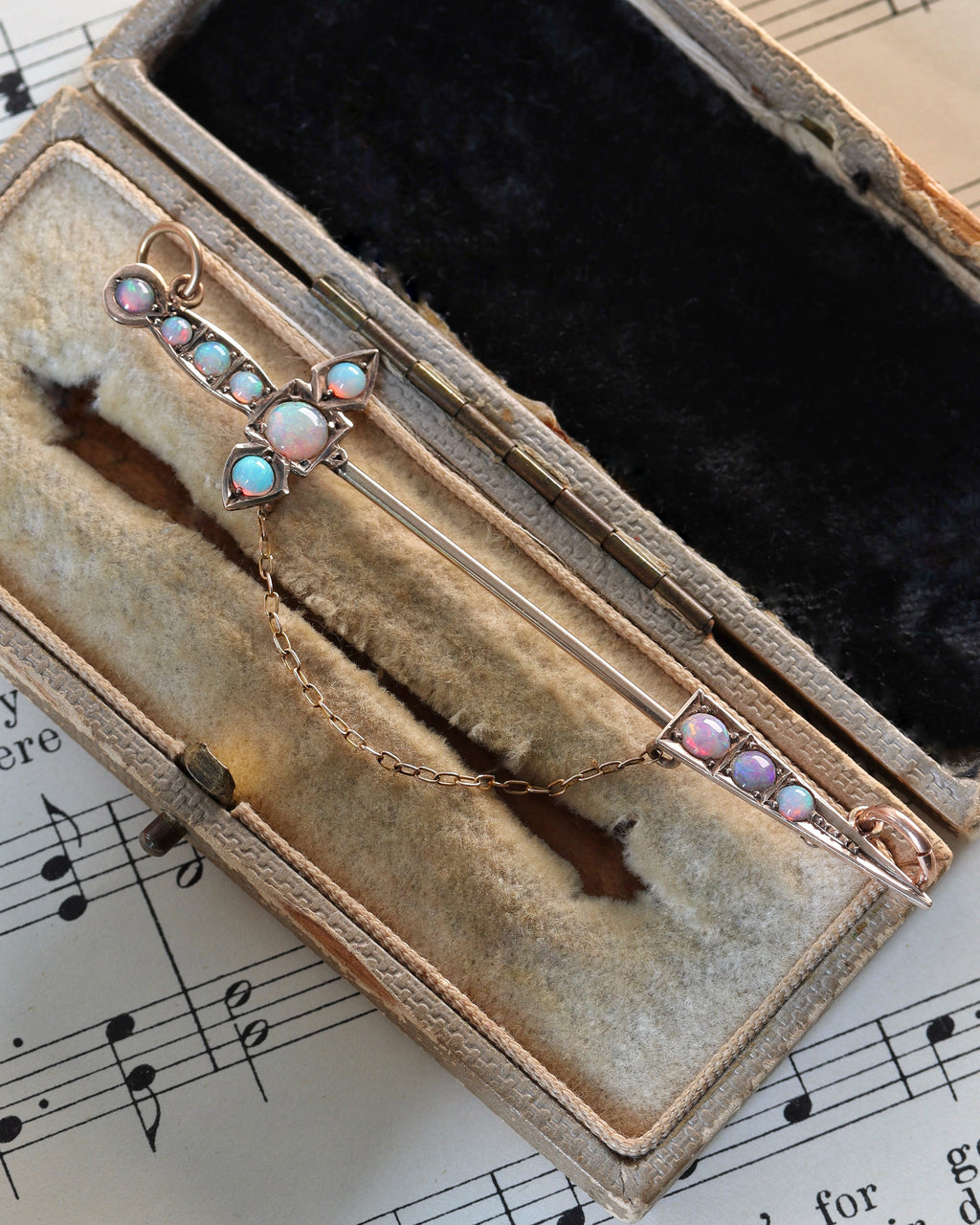 Antique 15ct Gold Opal Sword Chain Extenders