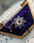 Antique Silver and 14ct Gold Rose Cut Diamond and Sapphire Star Pendant/Brooch