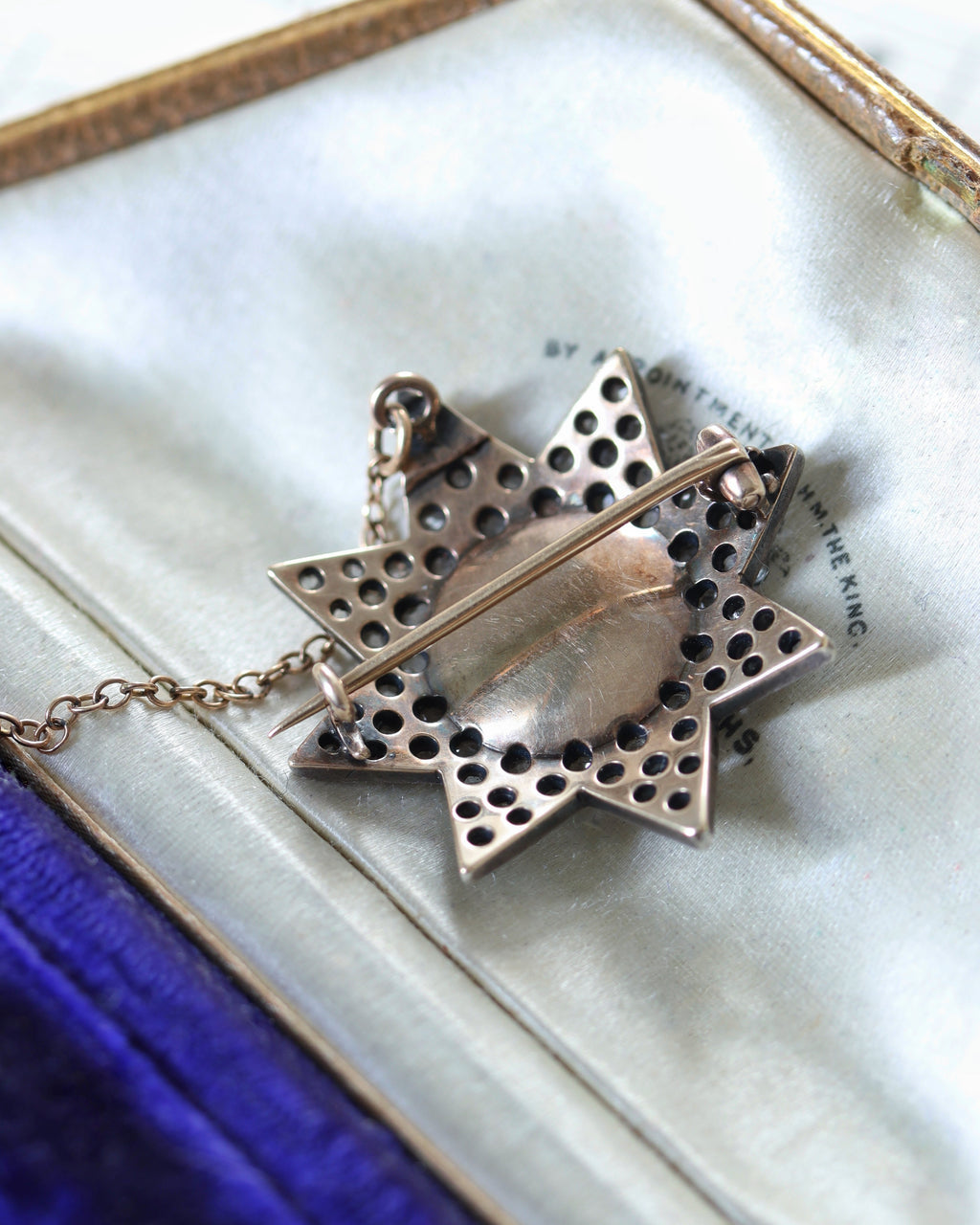 Antique Silver and 14ct Gold Rose Cut Diamond and Sapphire Star Pendant/Brooch